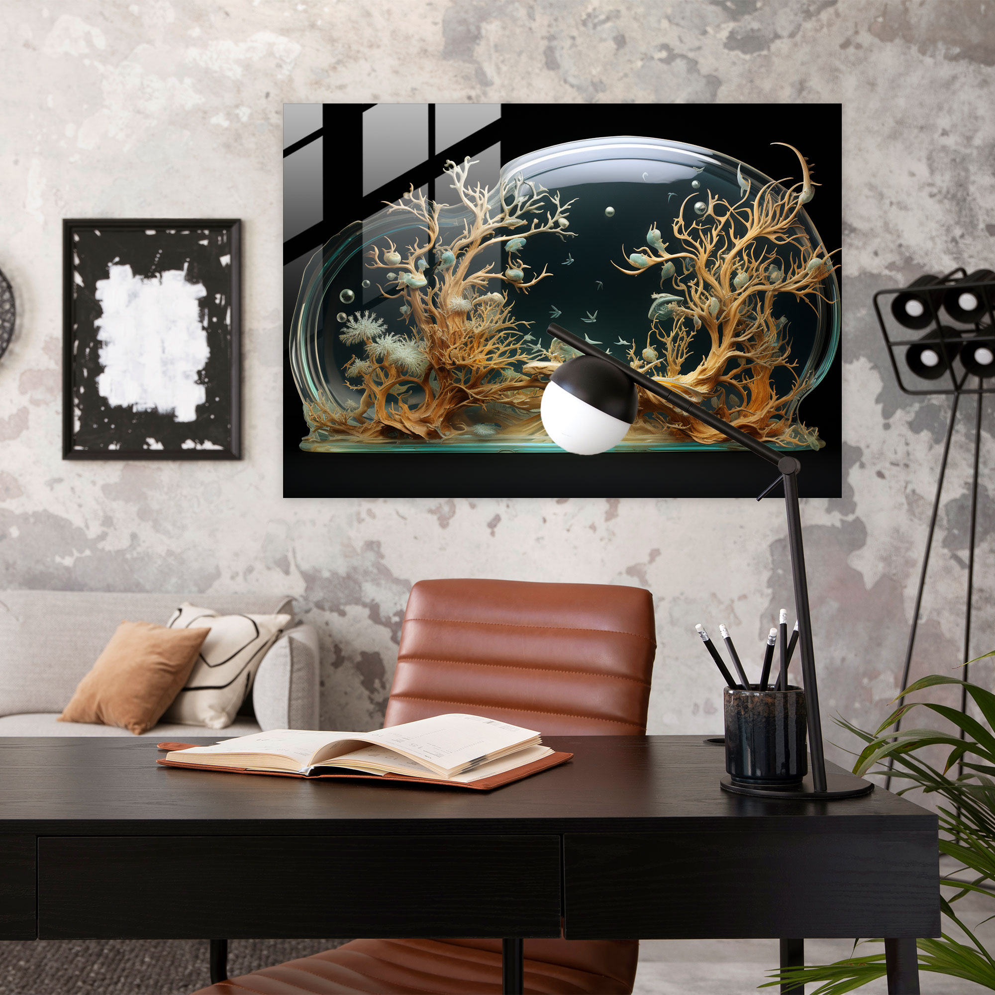 Mythical Mesolithic Interconnections Glass Wall Art - Mesolithic, Modern Art, Interconnected, Glass Art