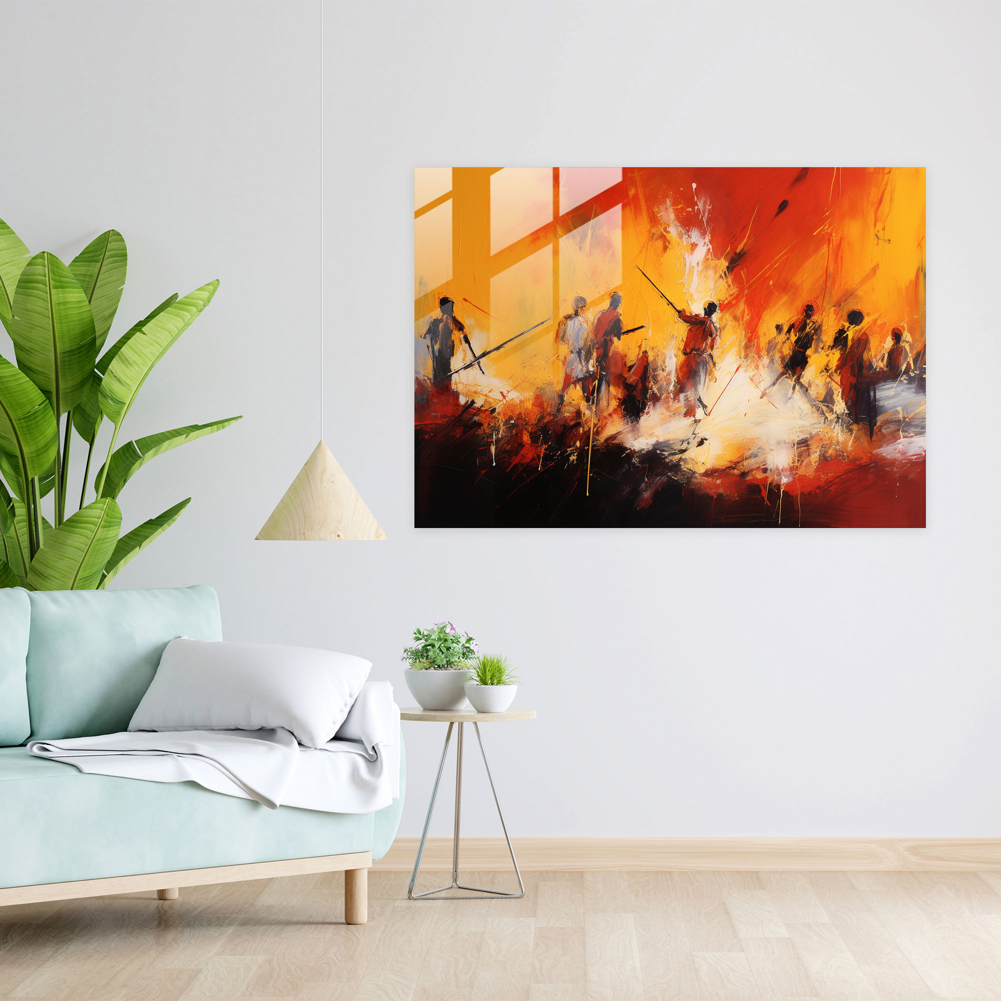 Mesolithic Glass Print: Abstract Acrylic Painting - Mesolithic, Mesolithic, Home Decoration, Glass Print