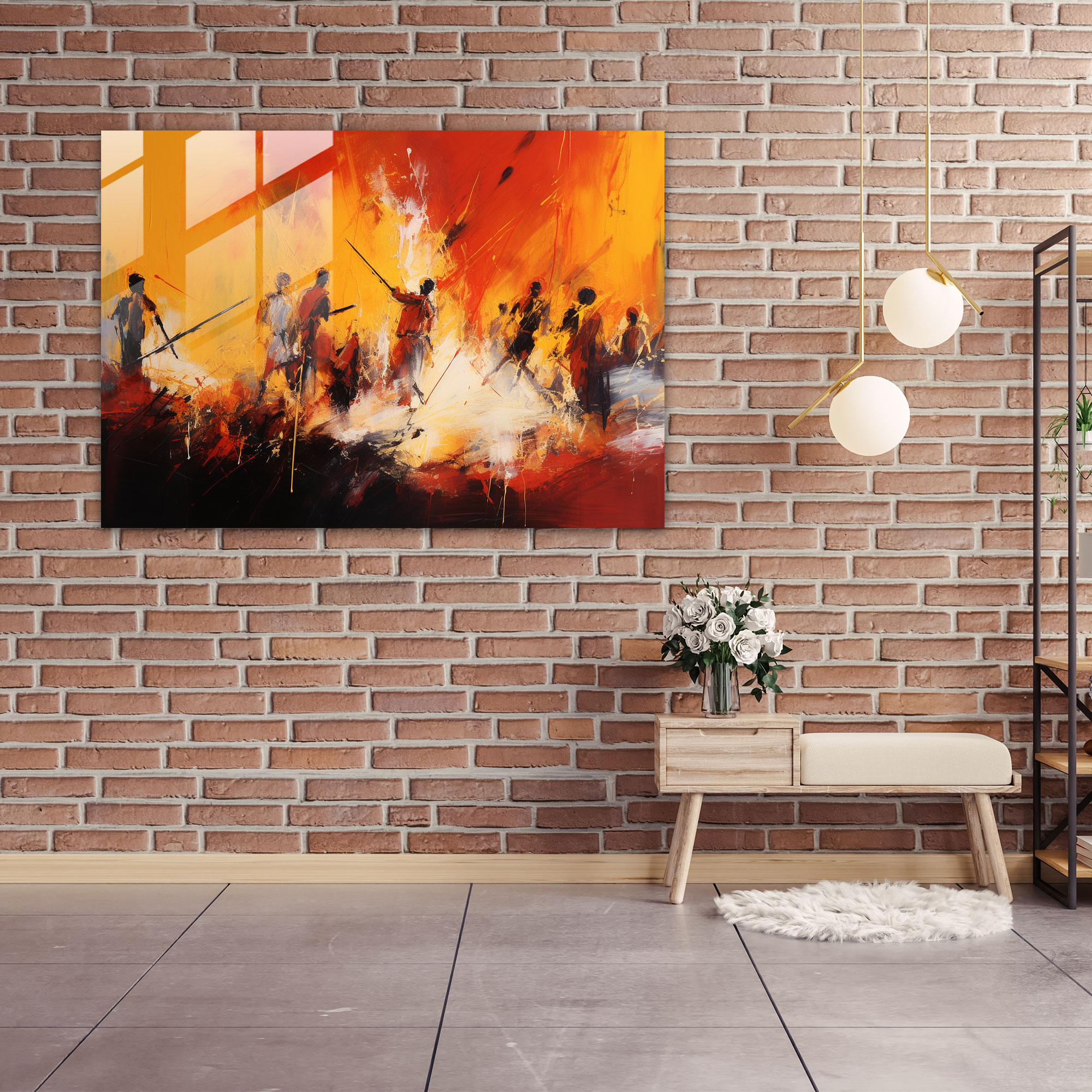 Mesolithic Glass Print: Abstract Acrylic Painting - Mesolithic, Mesolithic, Home Decoration, Glass Print