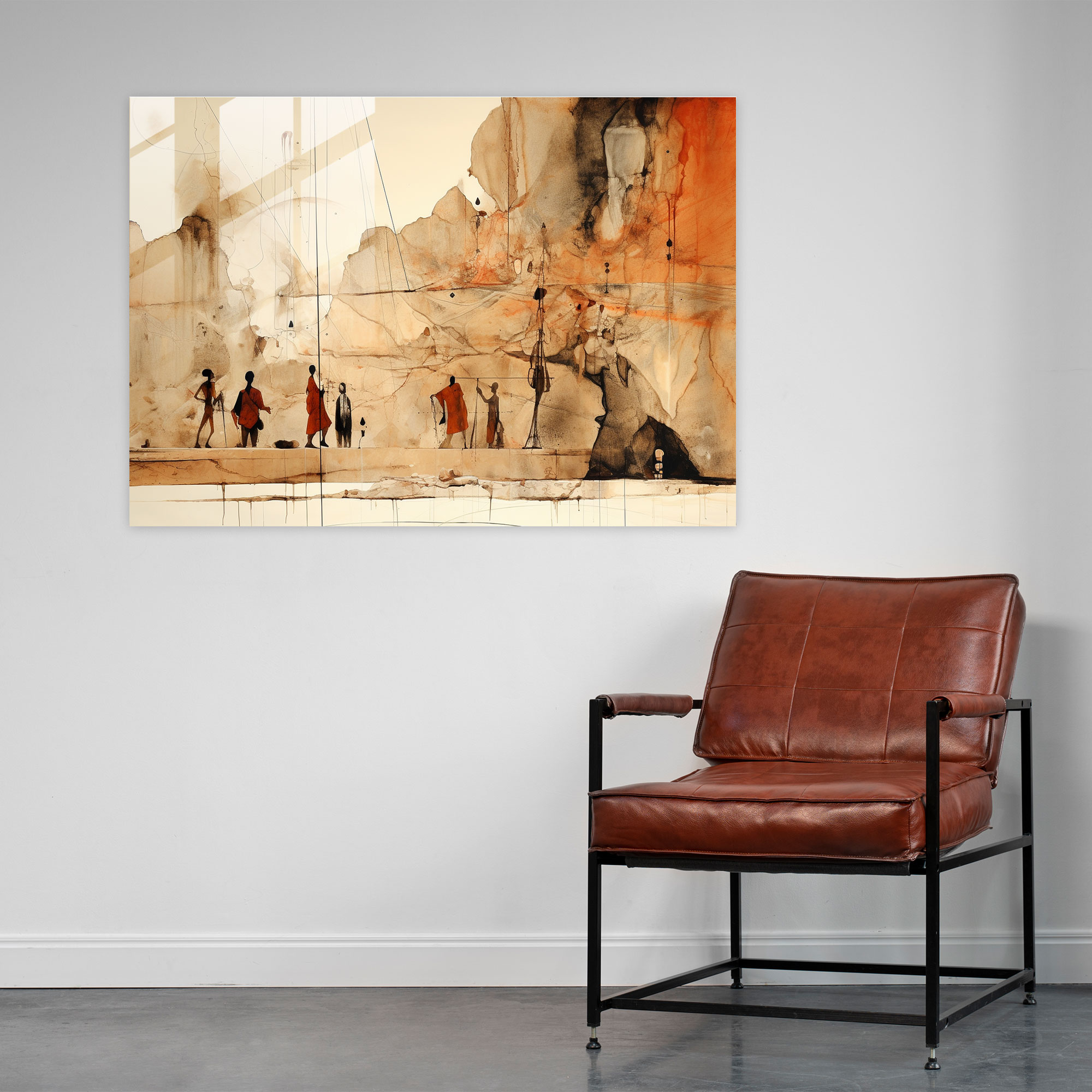 Mesolithic Glass Wall Art: Contemporary Collage - Mesolithic, Cave Drawings, Juxtaposed, Mesolithic