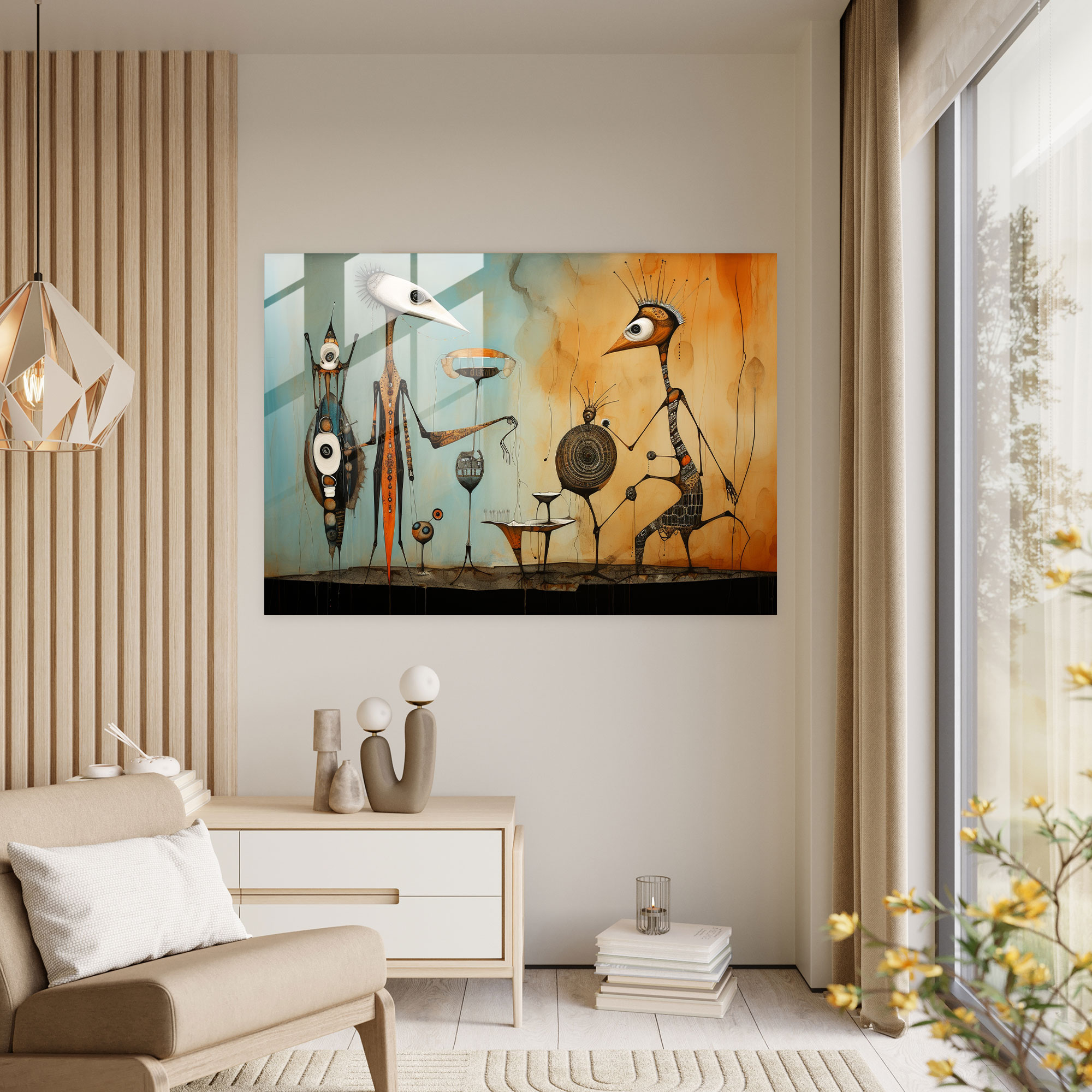 Mesolithic Glass Wall Art: Whimsical Mixed Media - Mesolithic, Glass Art, Fusion, Glass Wall Art