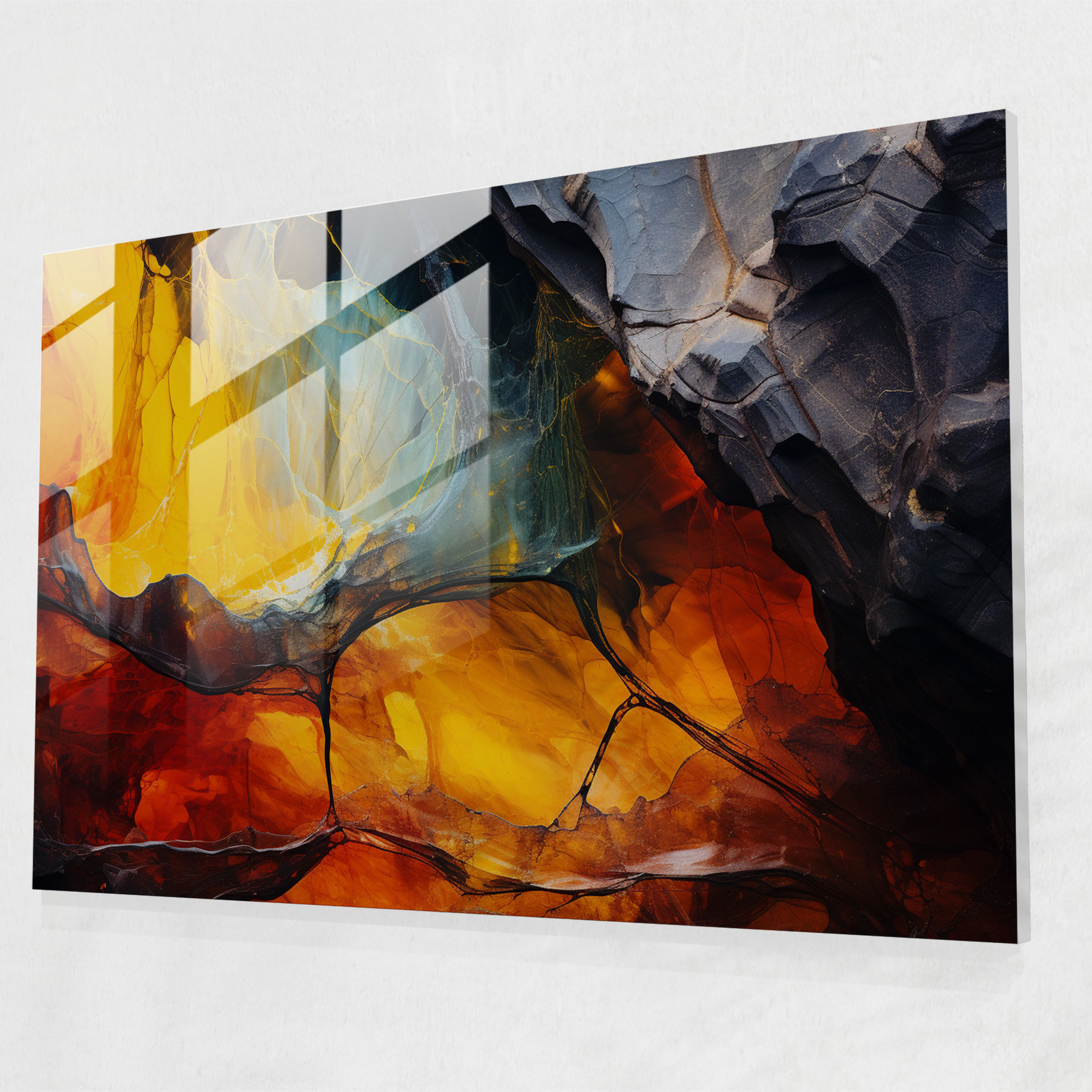 Paleolithic Cave Glass Print - Mesolithic, Home Decoration, Cave Paintings, Vibrant Colors