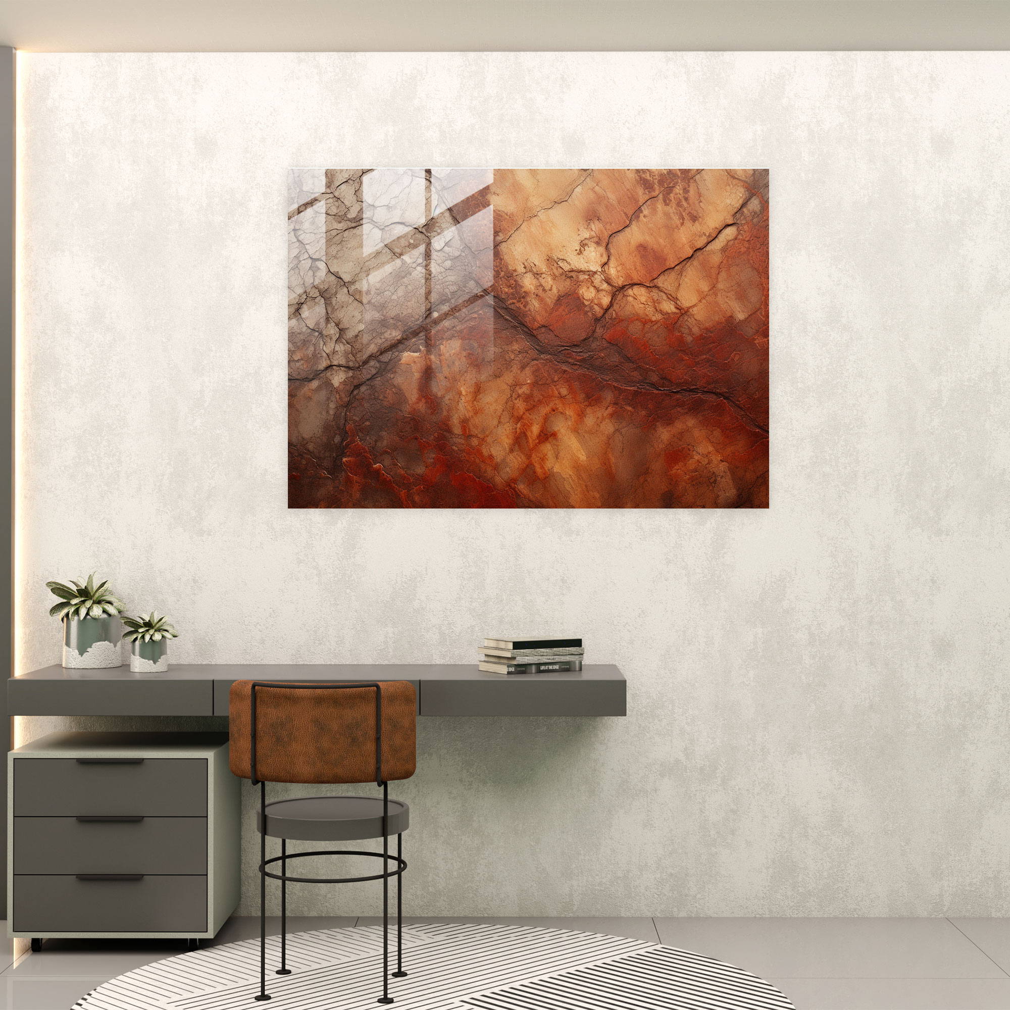 Cave Walls Textured Glass Print - Mesolithic, Paleolithic, Modern Art, Home Decoration