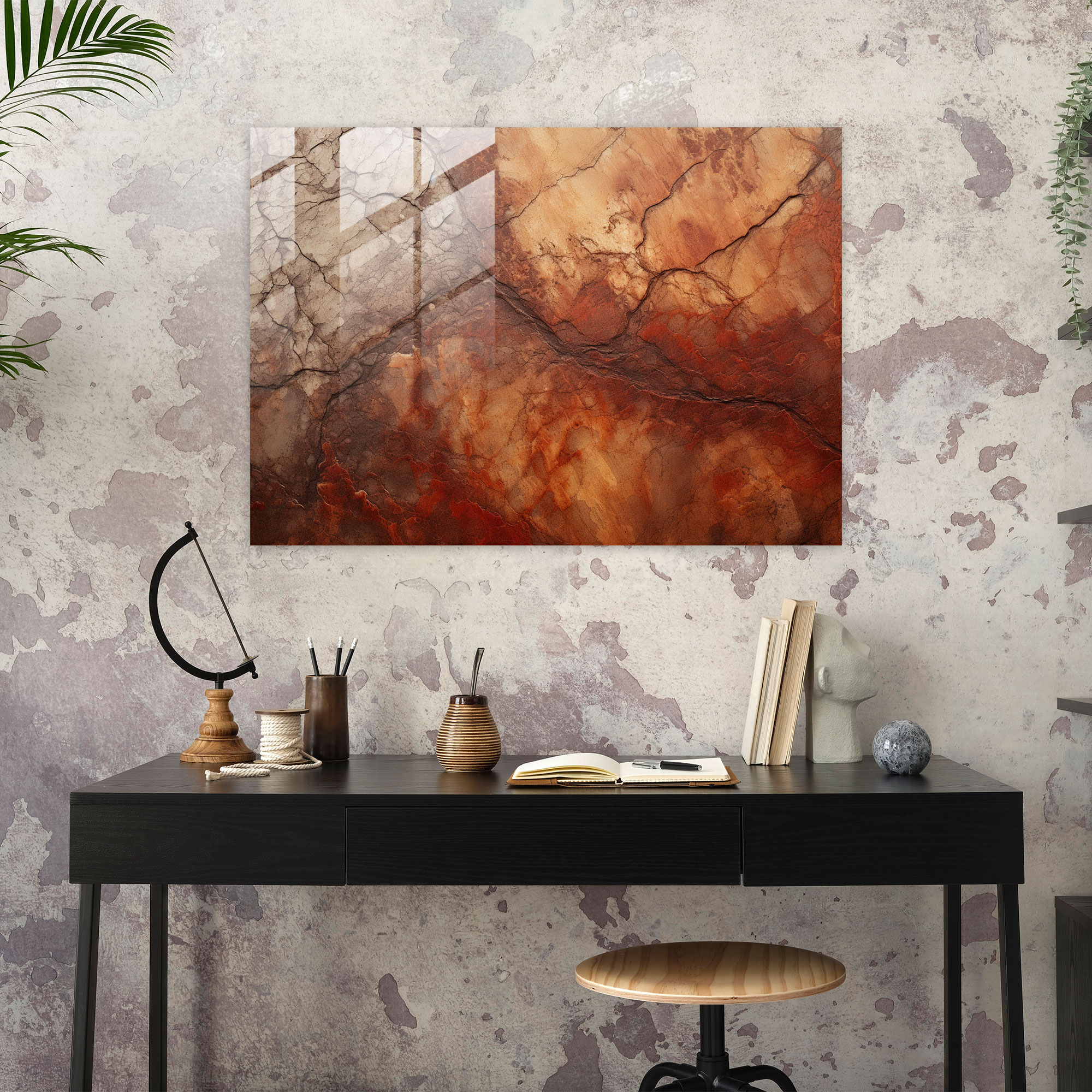 Cave Walls Textured Glass Print - Mesolithic, Paleolithic, Modern Art, Home Decoration