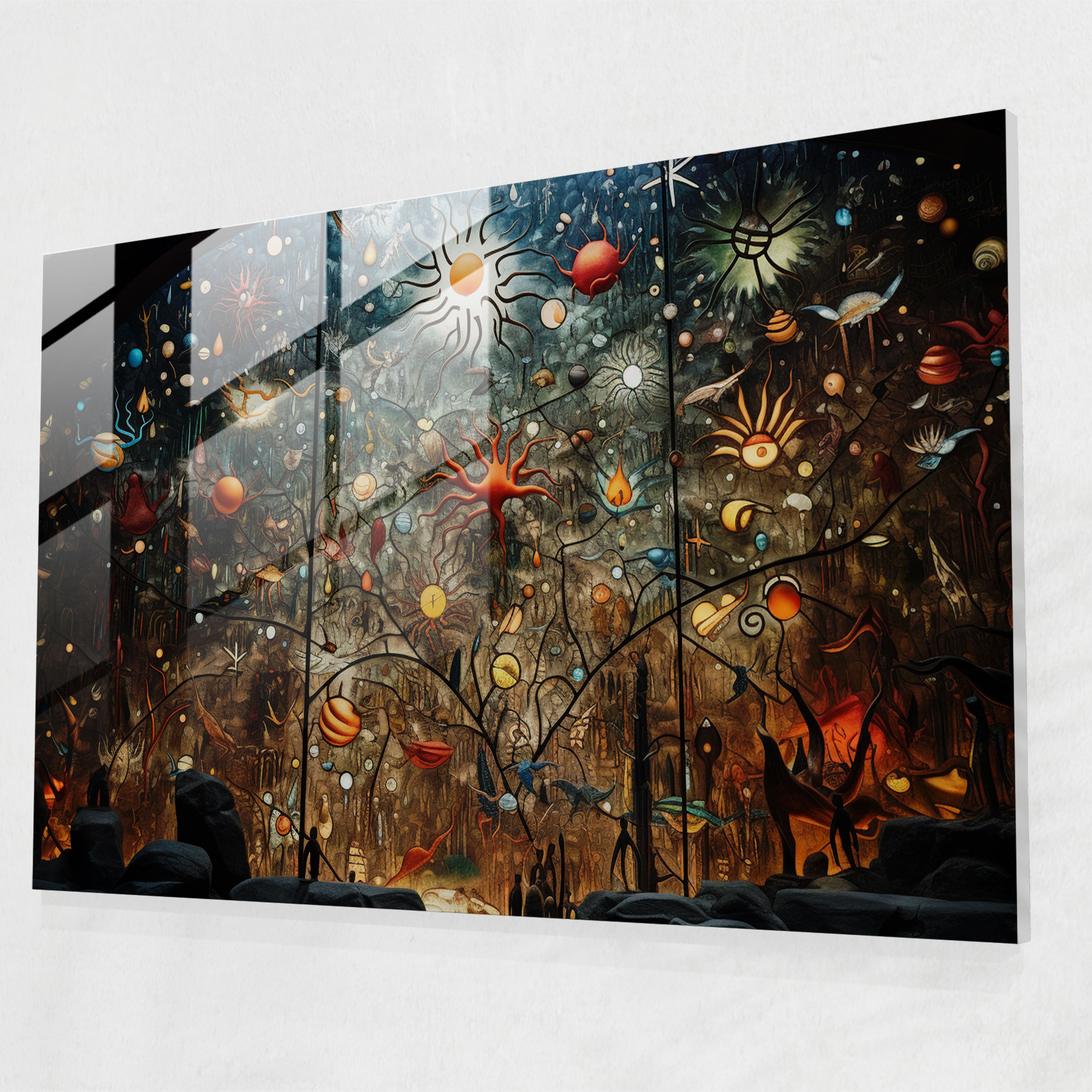 Paleolithic Kaleidoscope Glass Print - Mesolithic, Wall Decoration, Paleolithic Glass Print, Prehistoric Symbols