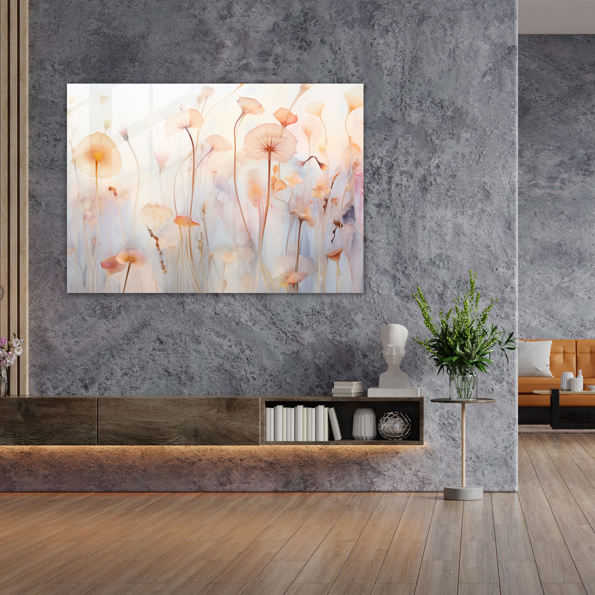 Paleolithic Impressionist Flora And Fauna Glass Print - Mesolithic, Paleolithic Glass Print, Impressionist Style, Modern Art