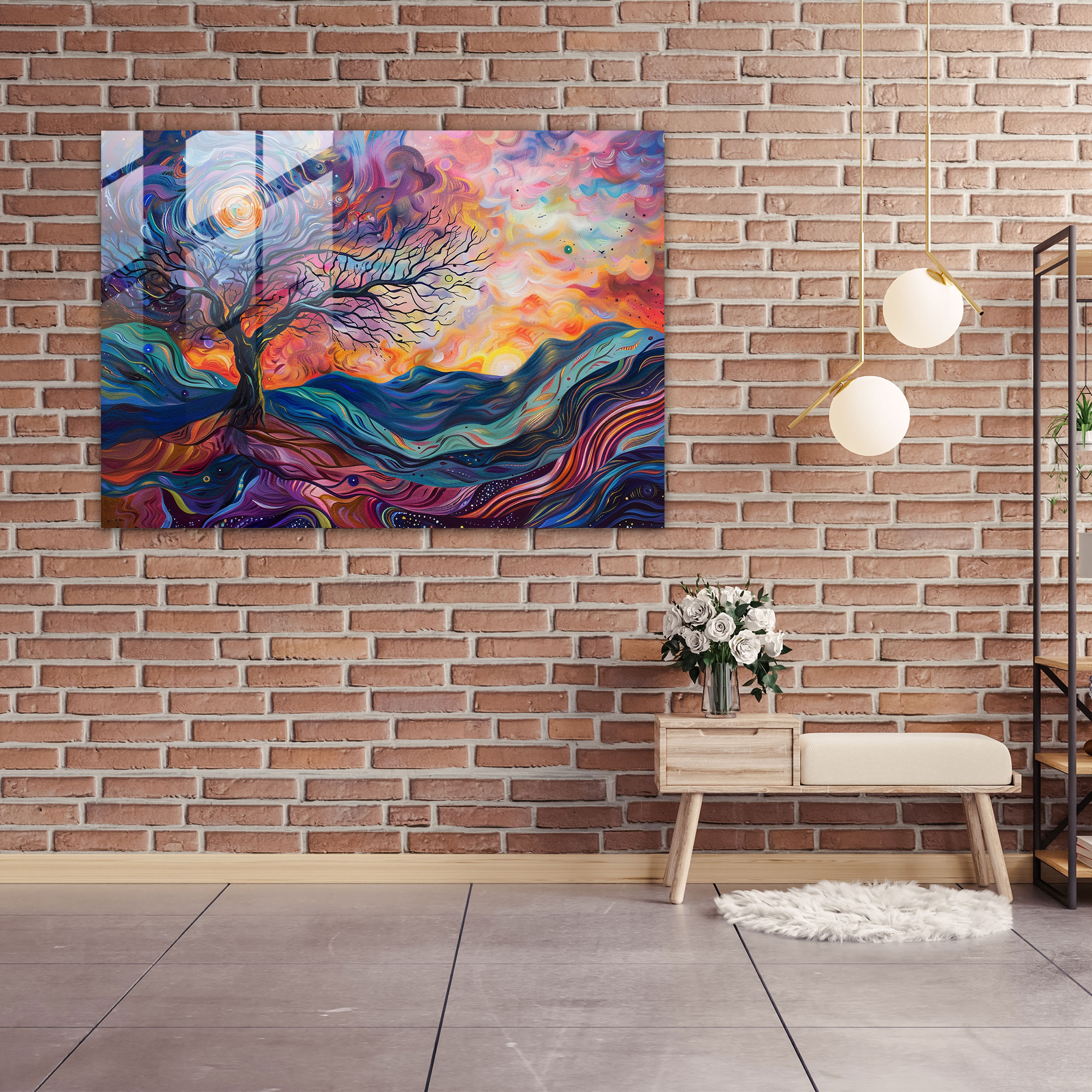 Metaphysical Painting Wall Decoration - Metaphysical Painting, Wall Decoration, Glass Art, Cosmic Landscape