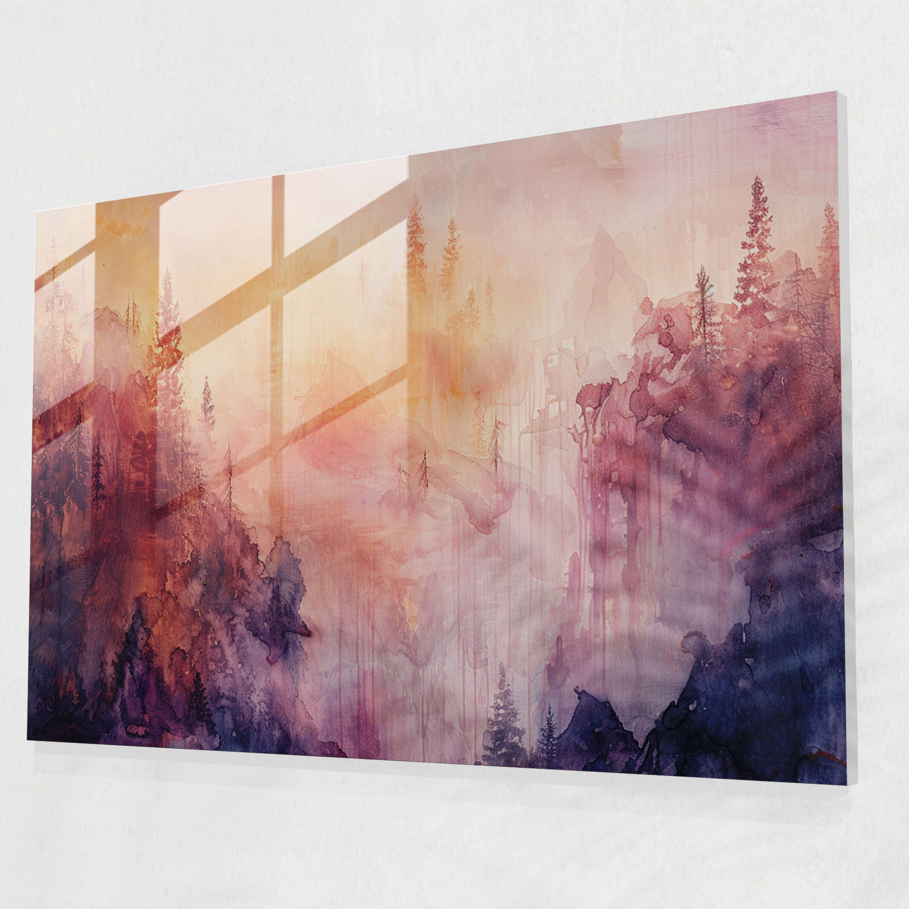 Metaphysical Painting Glass Print - Metaphysical Painting, Otherworldly Landscape, Glass Art, Home Decoration