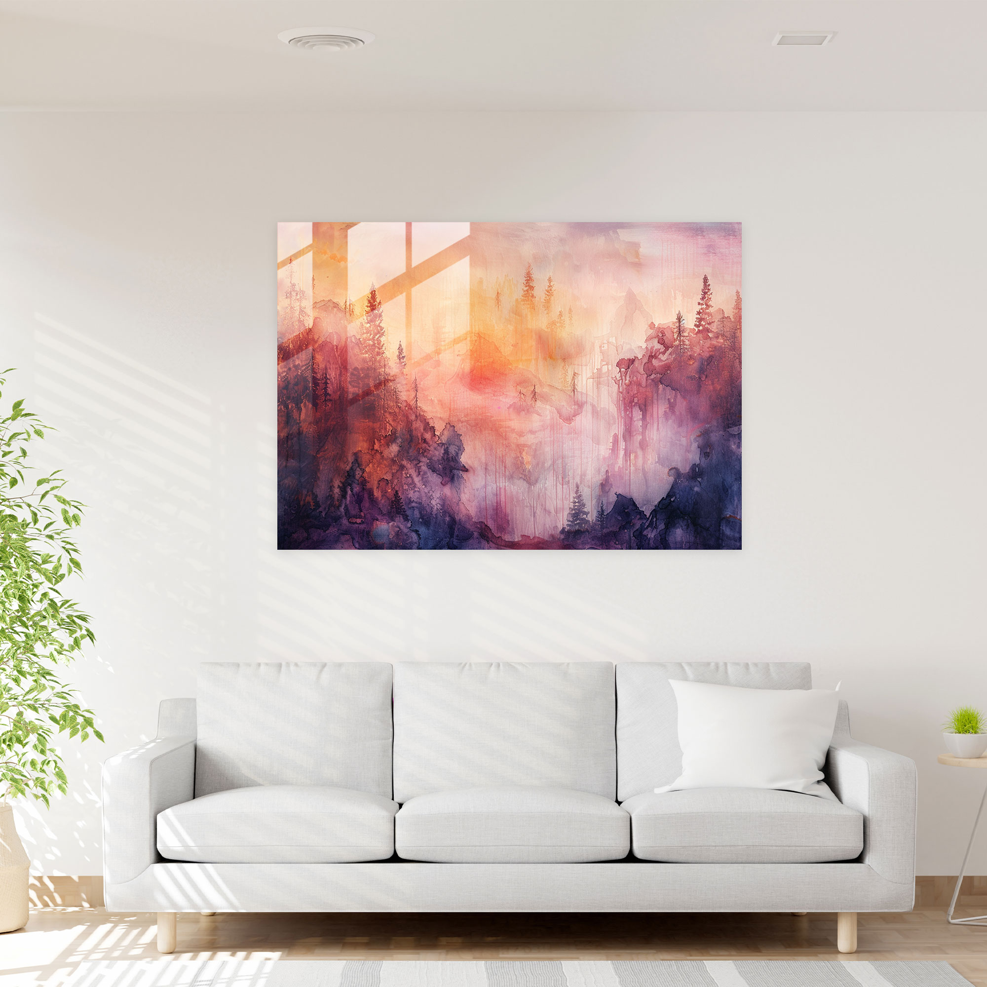 Metaphysical Painting Glass Print - Metaphysical Painting, Otherworldly Landscape, Glass Art, Home Decoration