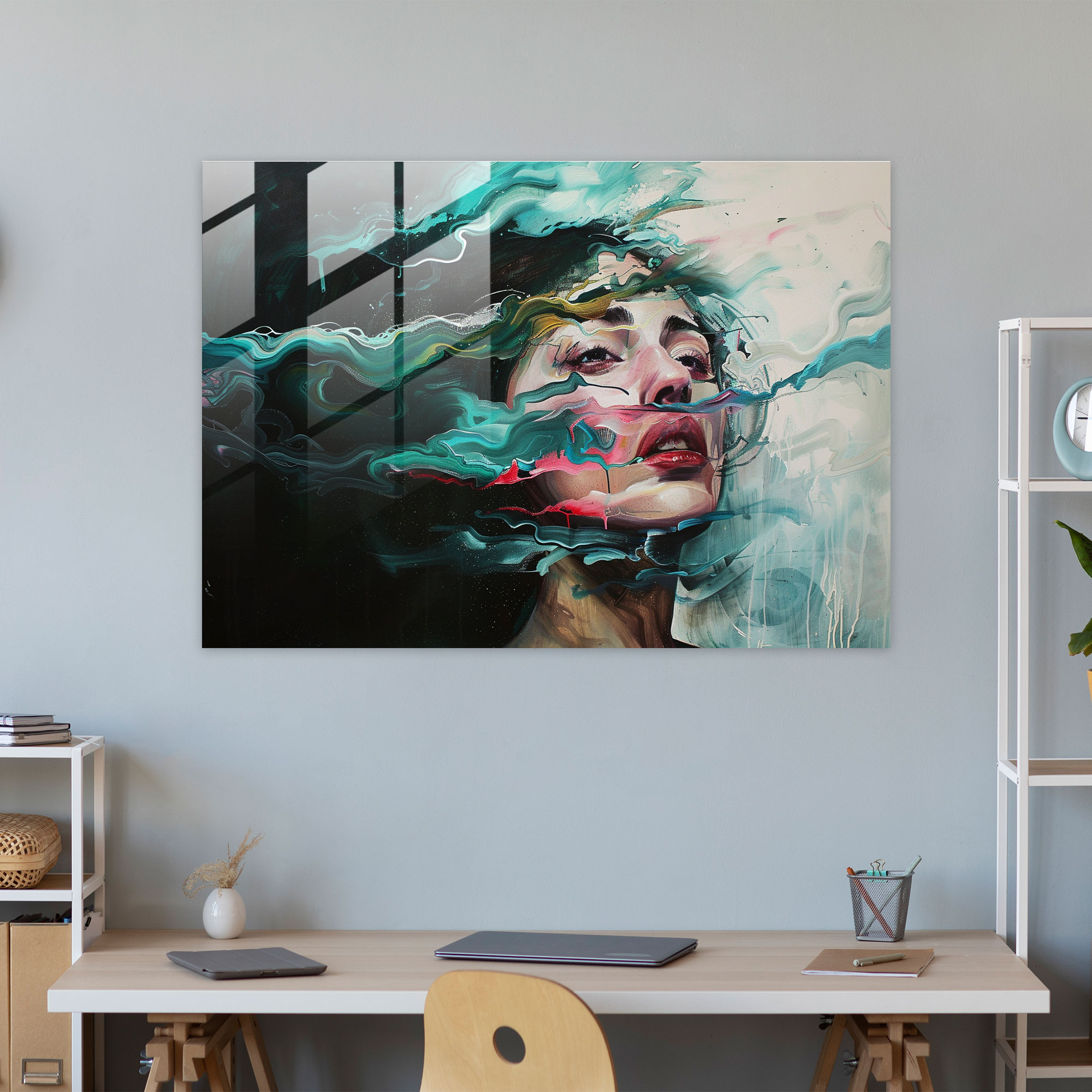 Metaphysical Painting Glass Wall Art - Metaphysical Painting, Wall Decoration, Surreal Portrait, Glass Wall Art