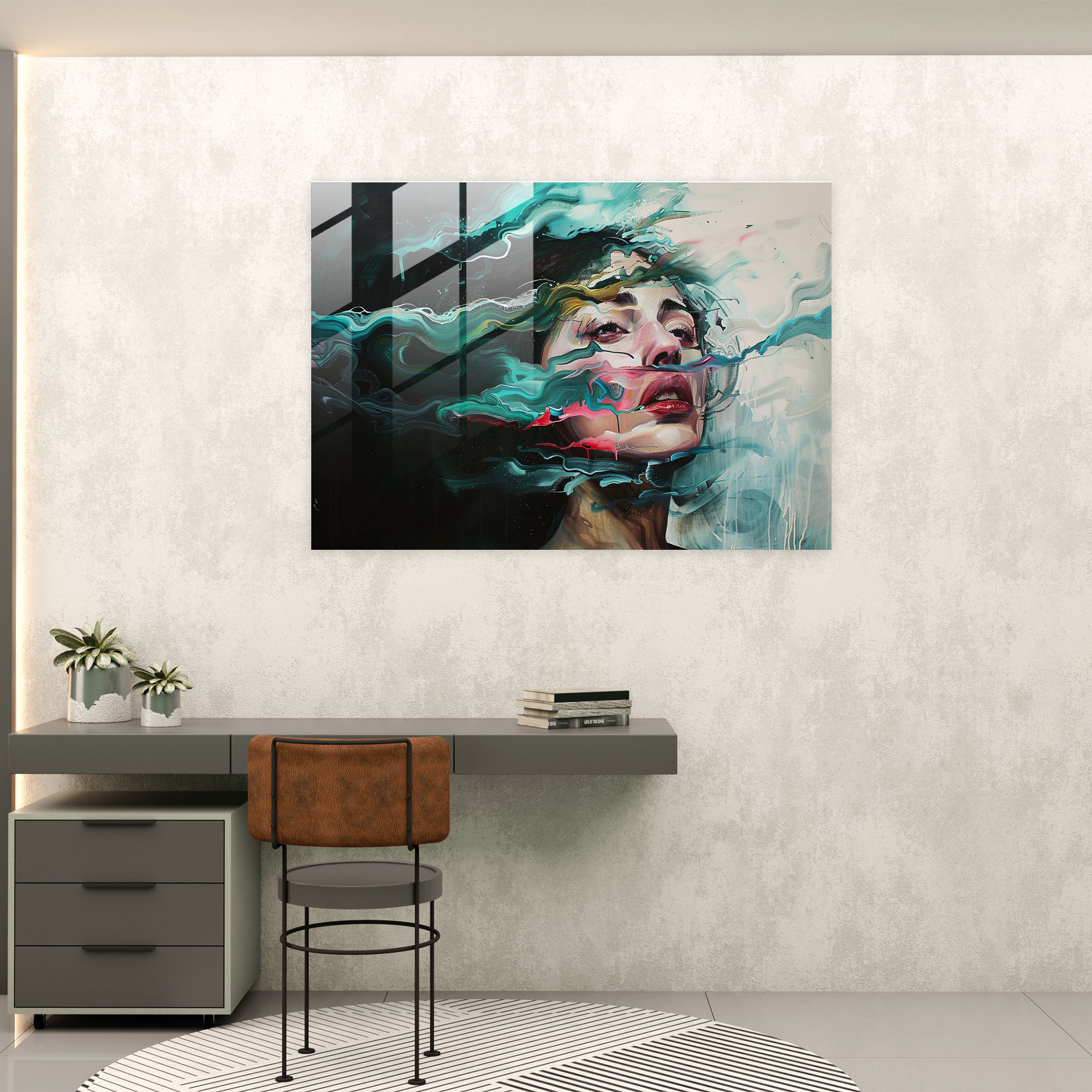 Metaphysical Painting Glass Wall Art - Metaphysical Painting, Wall Decoration, Surreal Portrait, Glass Wall Art