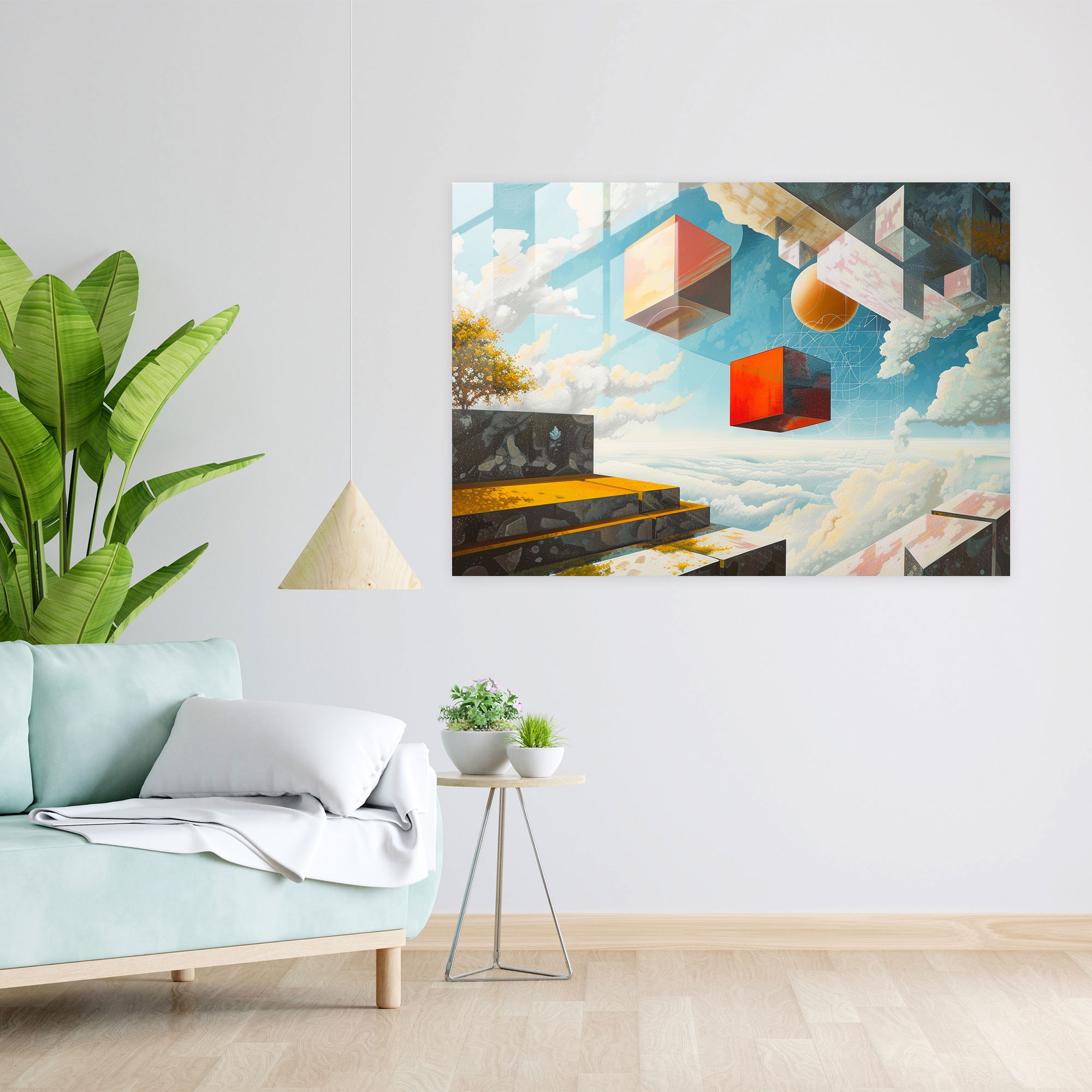 Metaphysical Painting Glass Print - Metaphysical Painting, Wall Decoration, Modern Art, Home Decoration