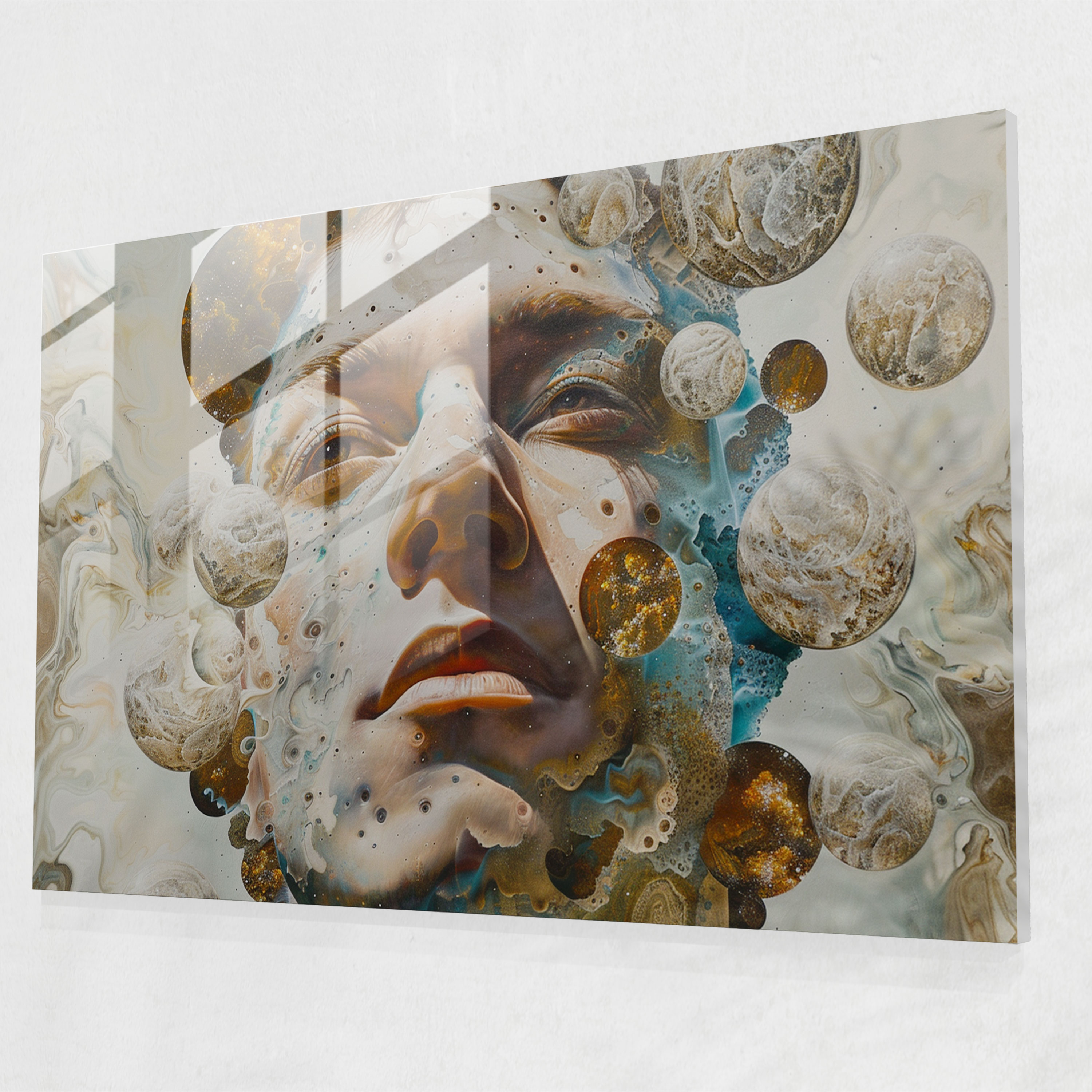 Metaphysical Painting Modern Art - Metaphysical Painting, Glass Print, Surreal, Orbs