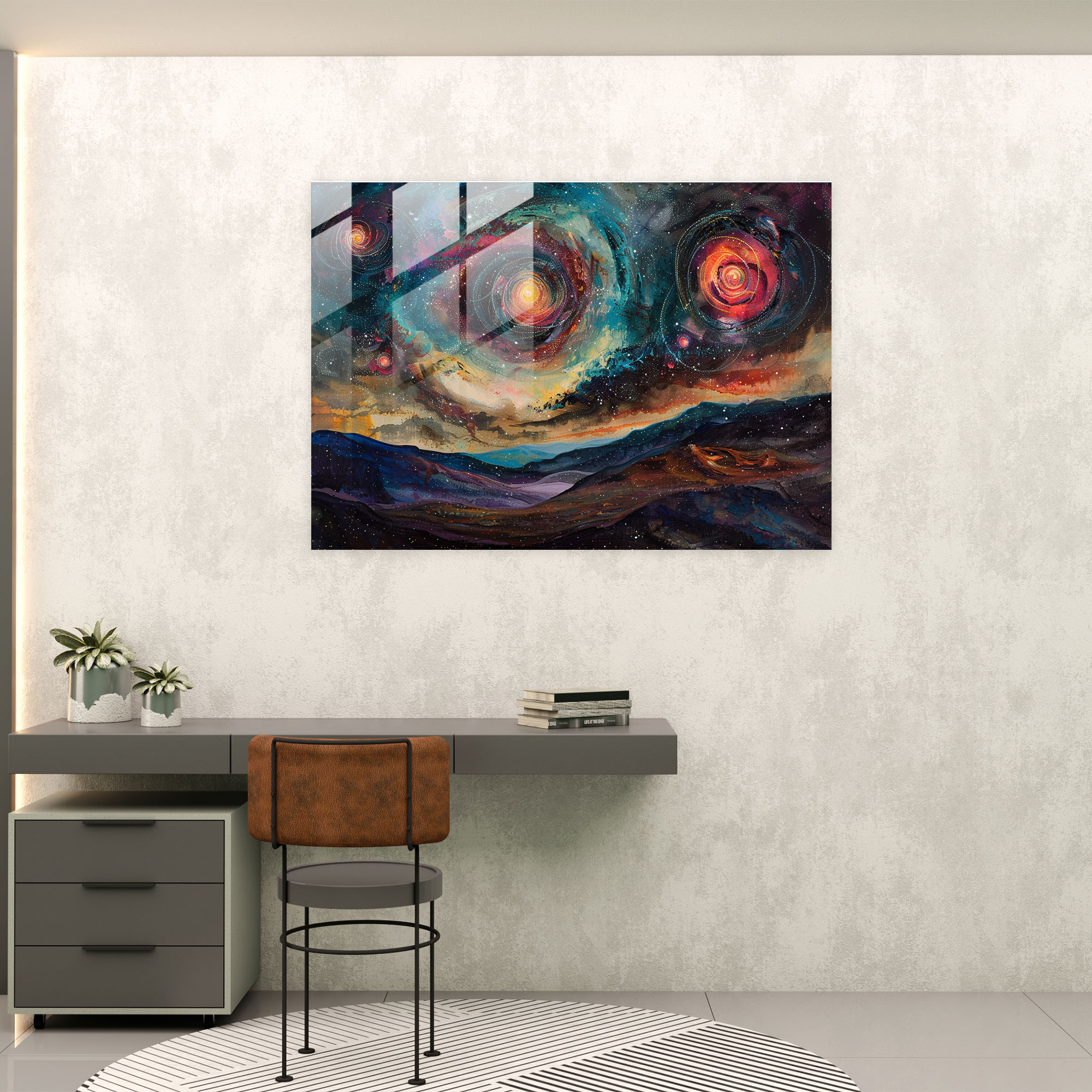 Metaphysical Painting Glass Wall Art - Metaphysical Painting, Celestial, Galaxies, Landscape