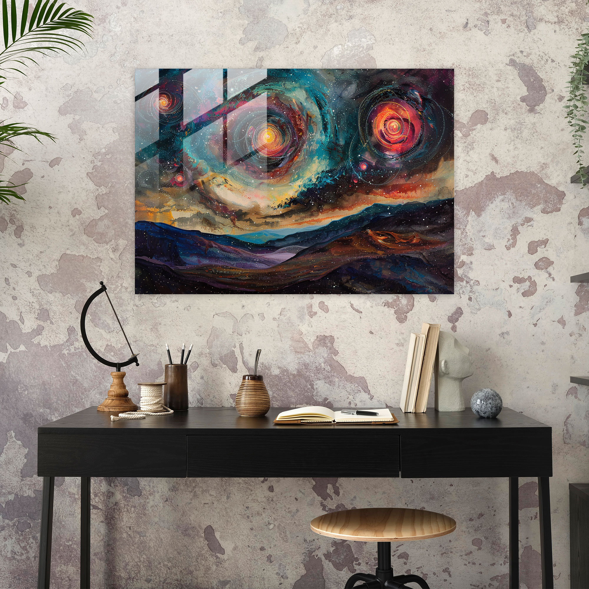 Metaphysical Painting Glass Wall Art - Metaphysical Painting, Celestial, Galaxies, Landscape