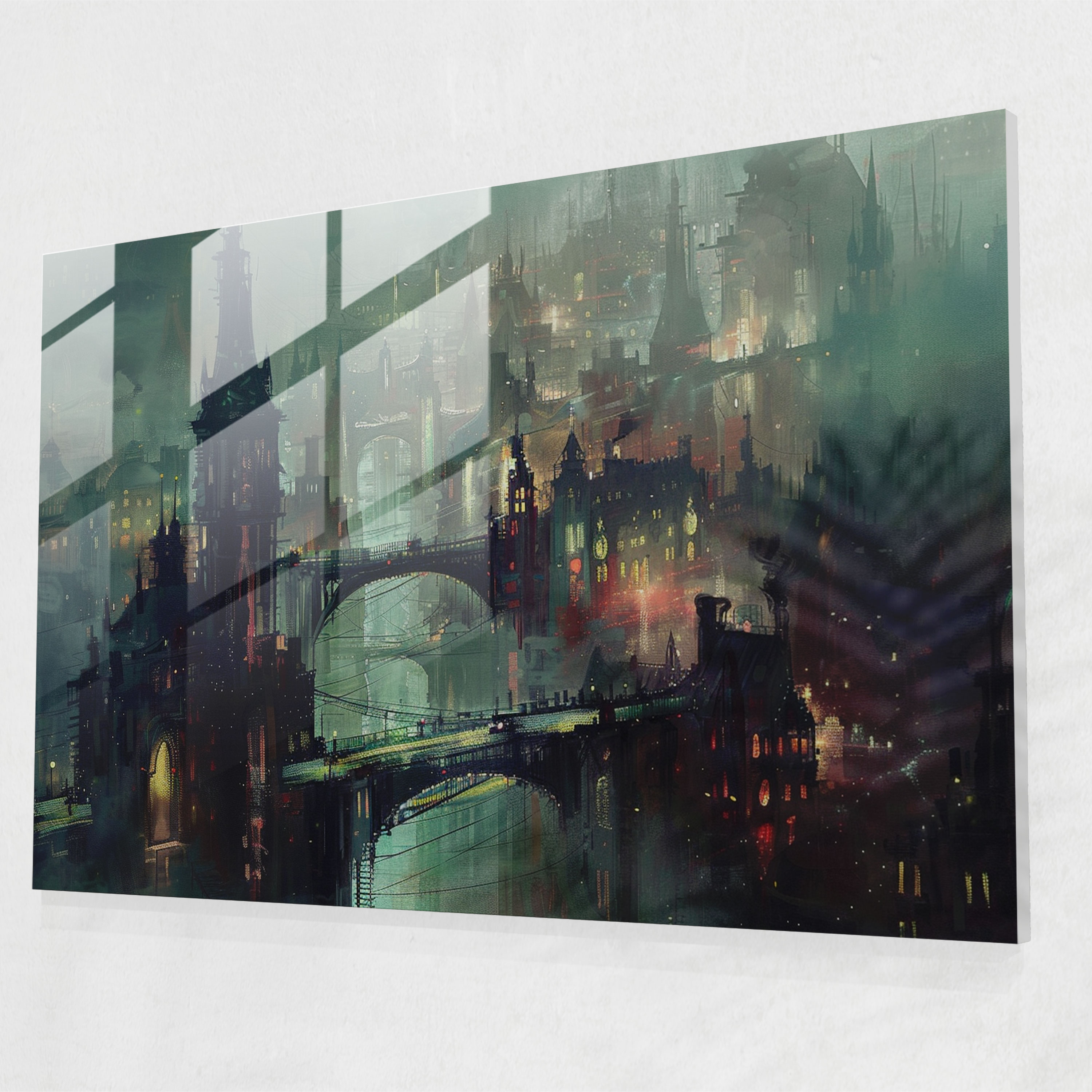 Metaphysical Painting Wall Decoration - Metaphysical Painting, Wall Decoration, Glass Art, Cityscape
