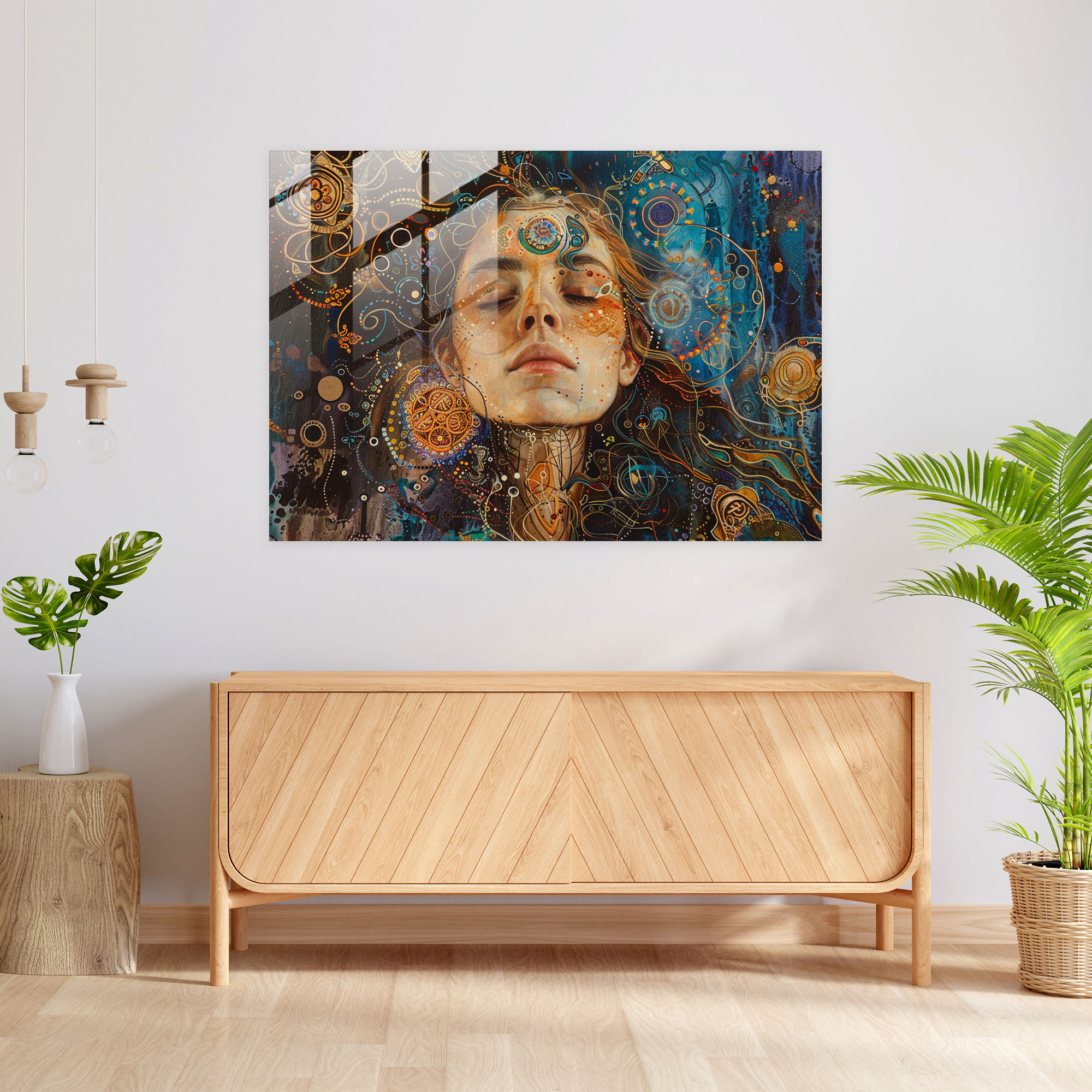 Metaphysical Painting Modern Art - Metaphysical Painting, Glass Wall Art, Glass Print, Portrait