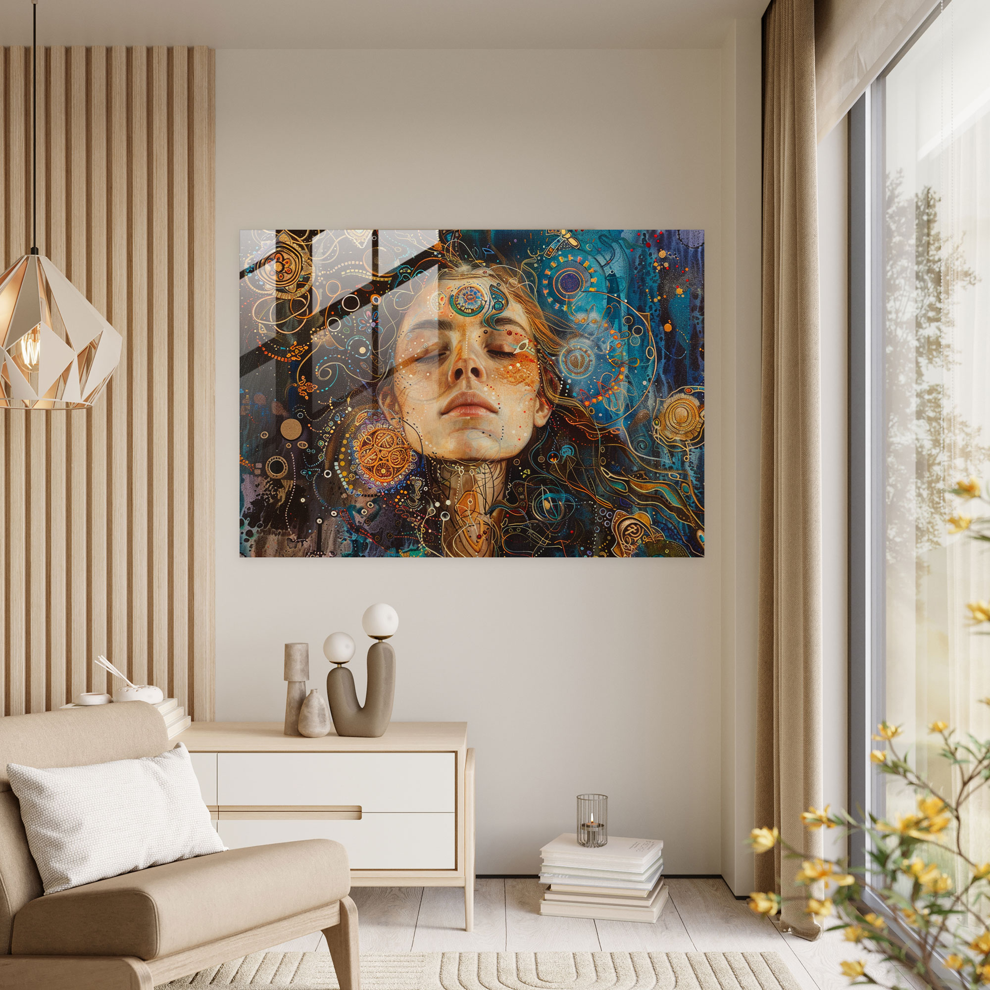 Metaphysical Painting Modern Art - Metaphysical Painting, Glass Wall Art, Glass Print, Portrait