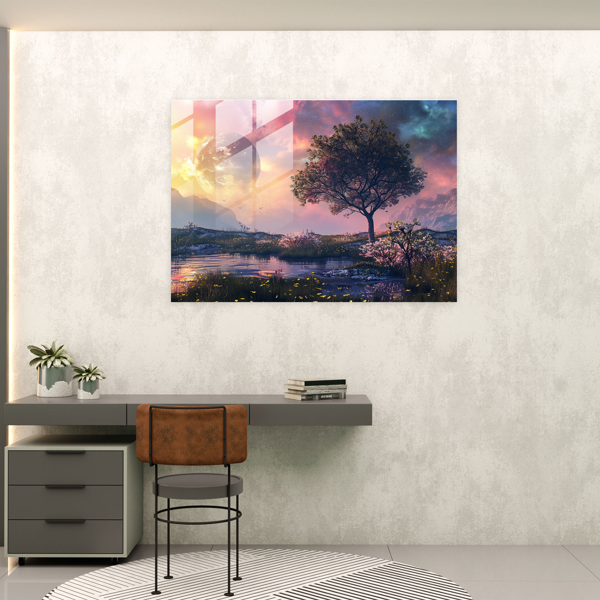 Metaphysical Painting Glass Print - Metaphysical Painting, Home Decoration, Wall Decoration, Glass Wall Art