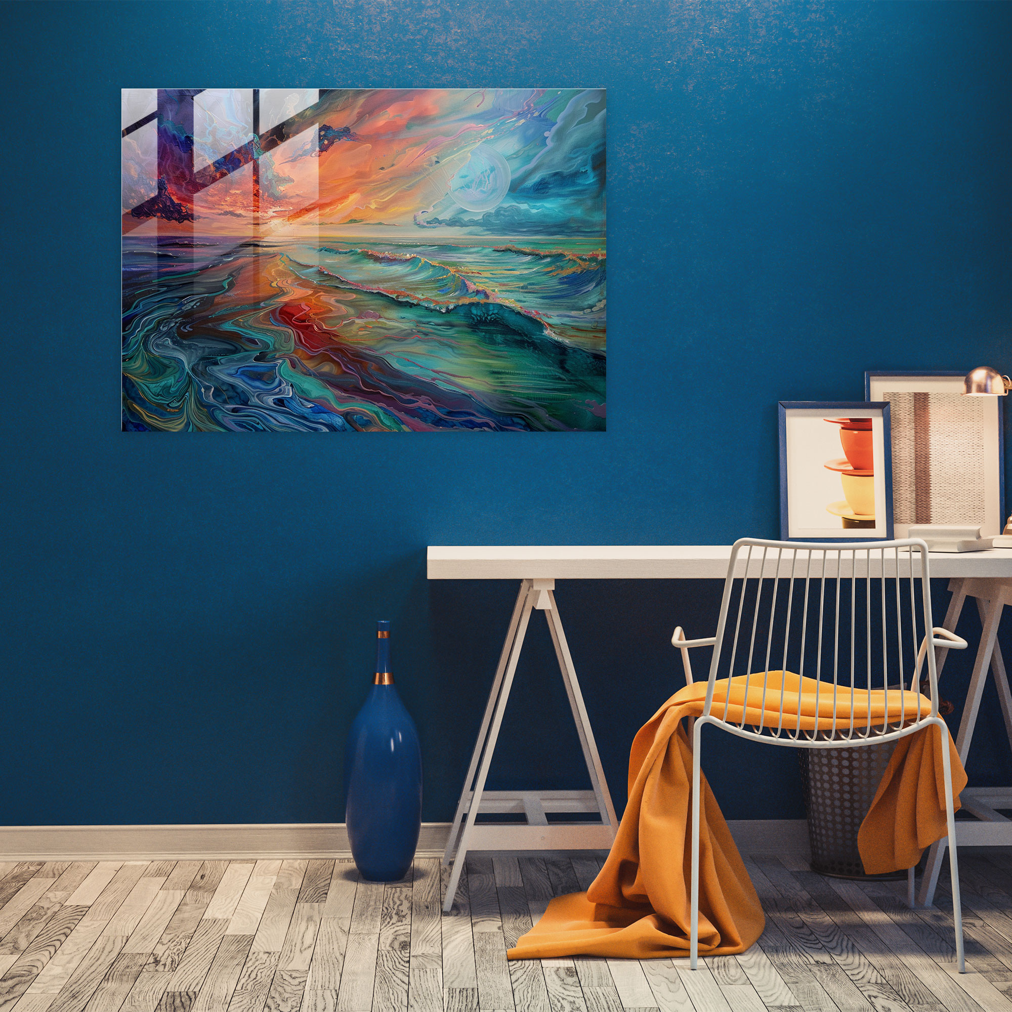 Metaphysical Painting Glass Wall Art Decor - Metaphysical Painting, Colors, Modern Art, Surreal