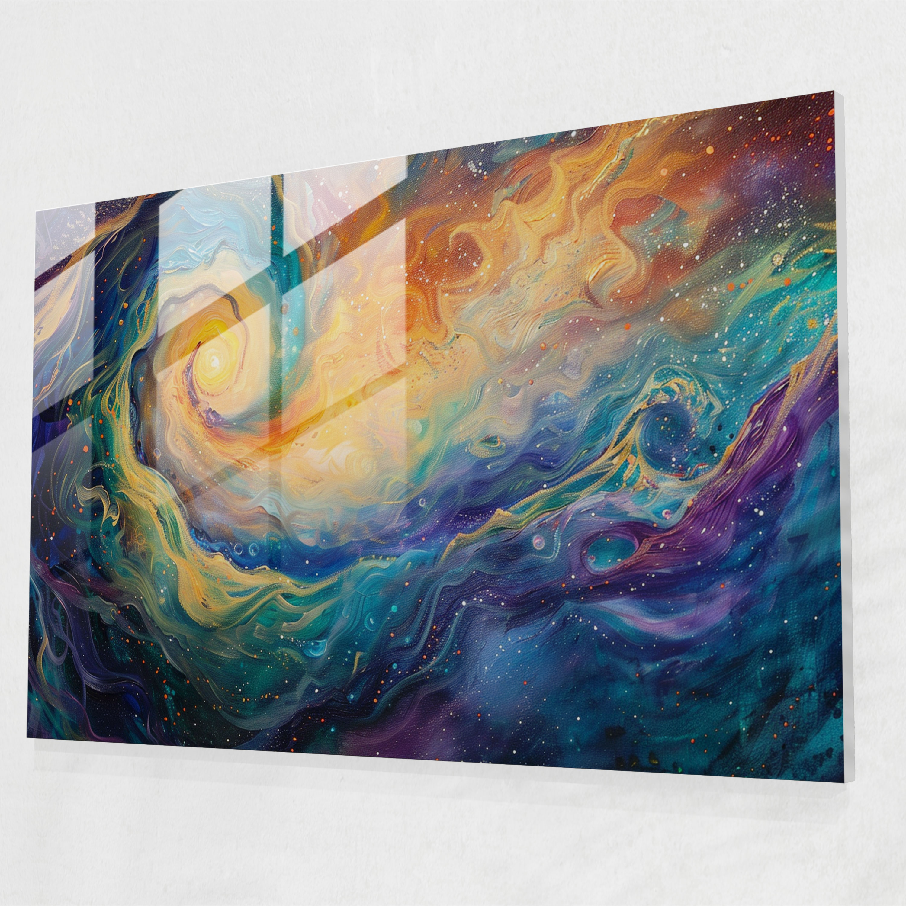 Metaphysical Painting Glass Print - Metaphysical Painting, Swirls, Home Decoration, Celestial