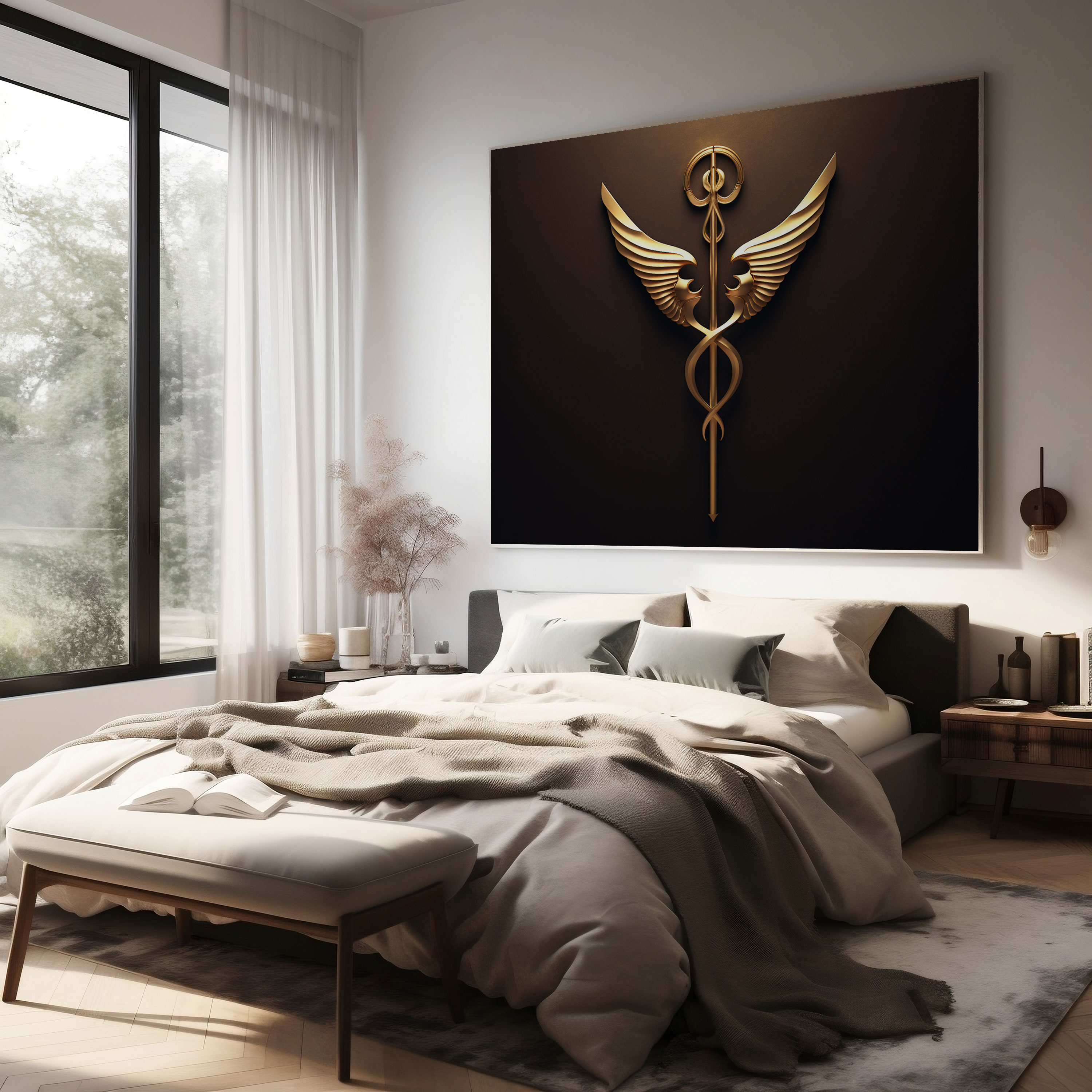 Medicine Caduceus Minimalist Canvas Print - Medicine, Wall Decoration, Design, Medicine Caduceus Minimalist Canvas Print