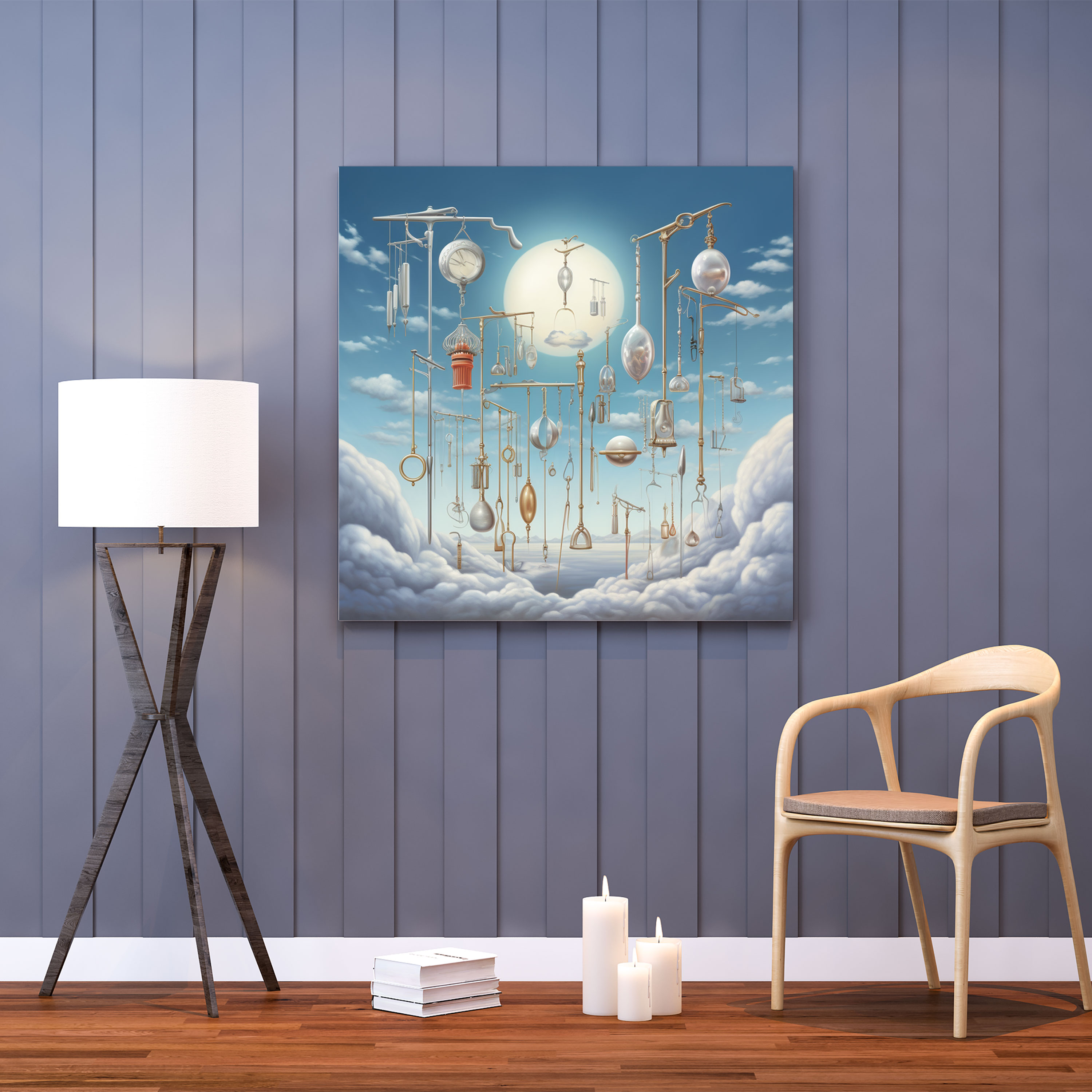 Medicine Celestial Dreams Canvas Print - Medicine, Surreal, Wall Art, Floating Medical Instruments