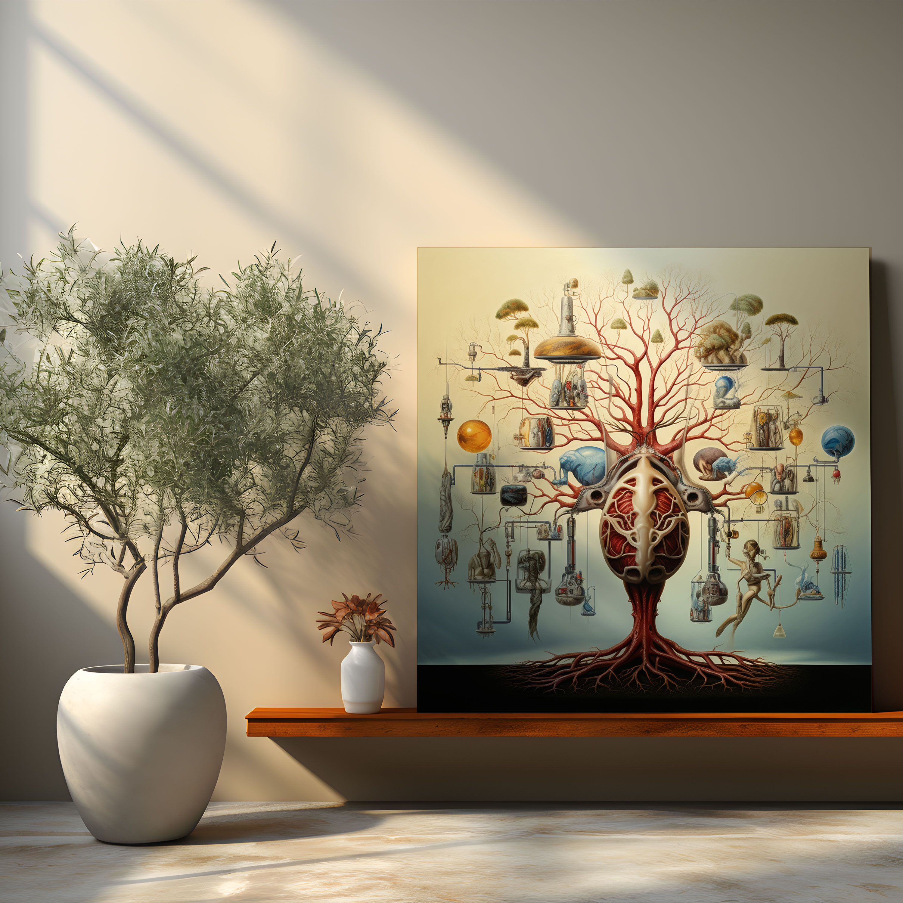 Tıp Surrealist Kanvas Tablo - Duvar Sanatı Doğa Elementleri