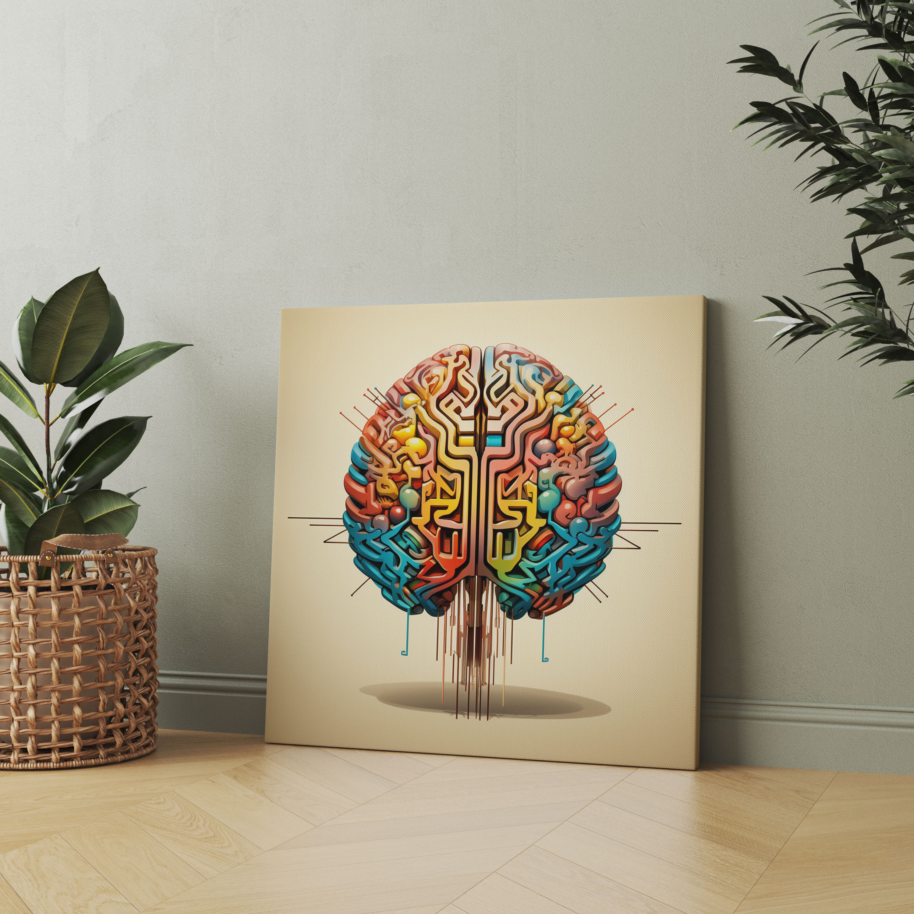 Medicine Geometric Brain Canvas Print - Medicine, Geometric Digital Artwork, Human Brain, Contemporary