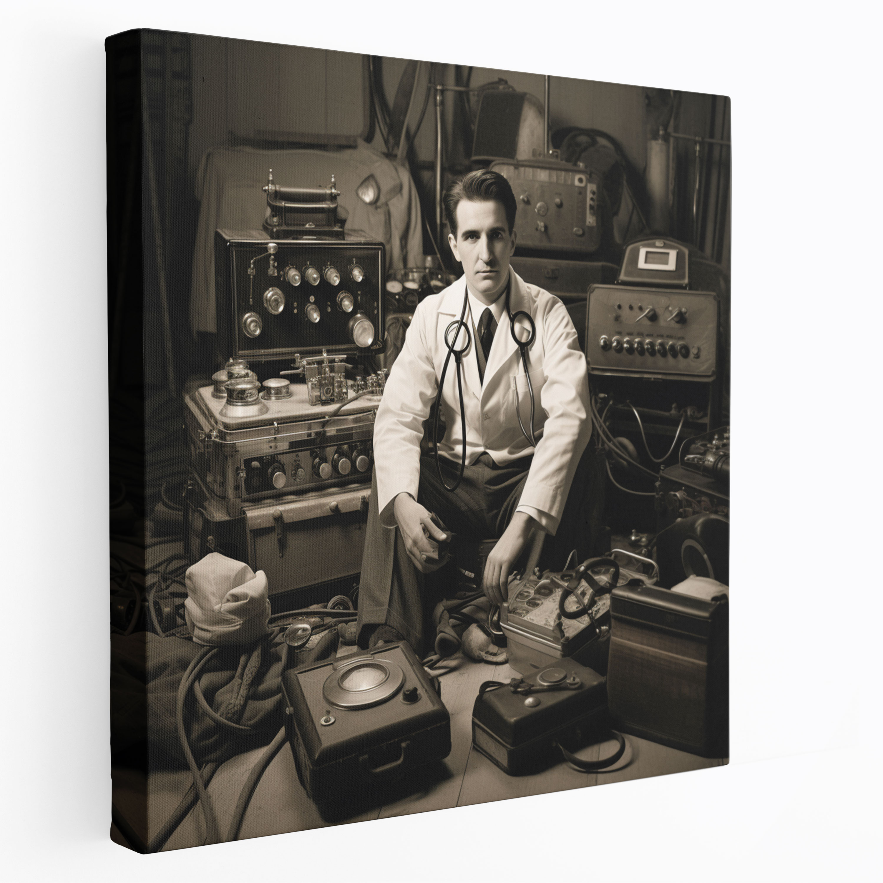 Classic Medicine Canvas Print - Medicine, Wall Art, Black And White Photograph, Vintage Medical Equipment