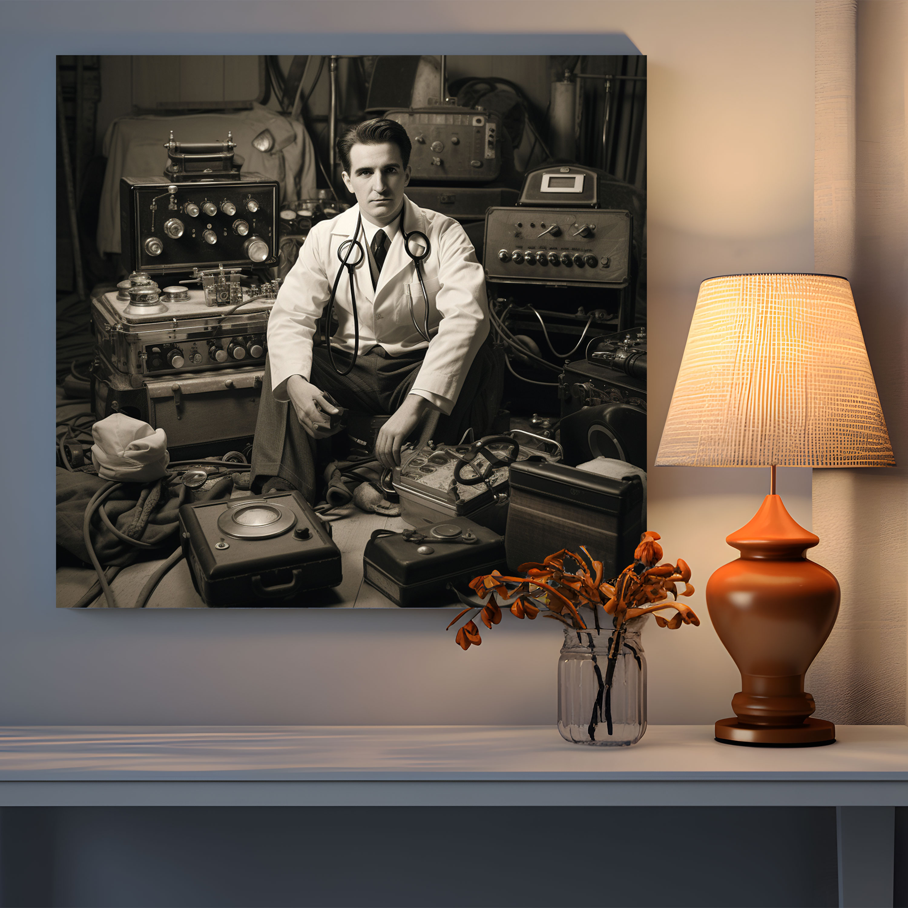 Classic Medicine Canvas Print - Medicine, Wall Art, Black And White Photograph, Vintage Medical Equipment