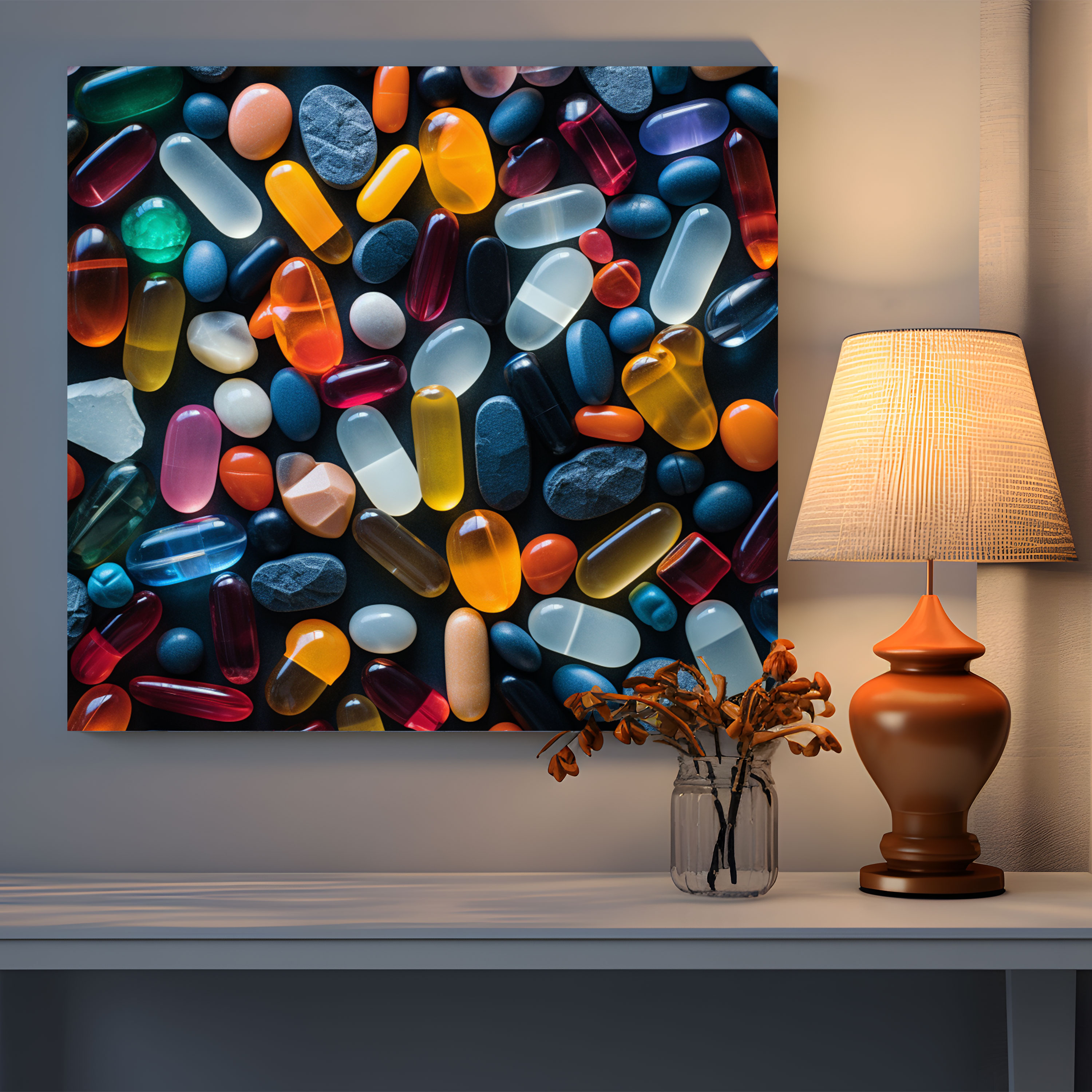 Medicine Mix Canvas Print - Medicine, Colorful Pills, Wall Art, Canvas Wall Art