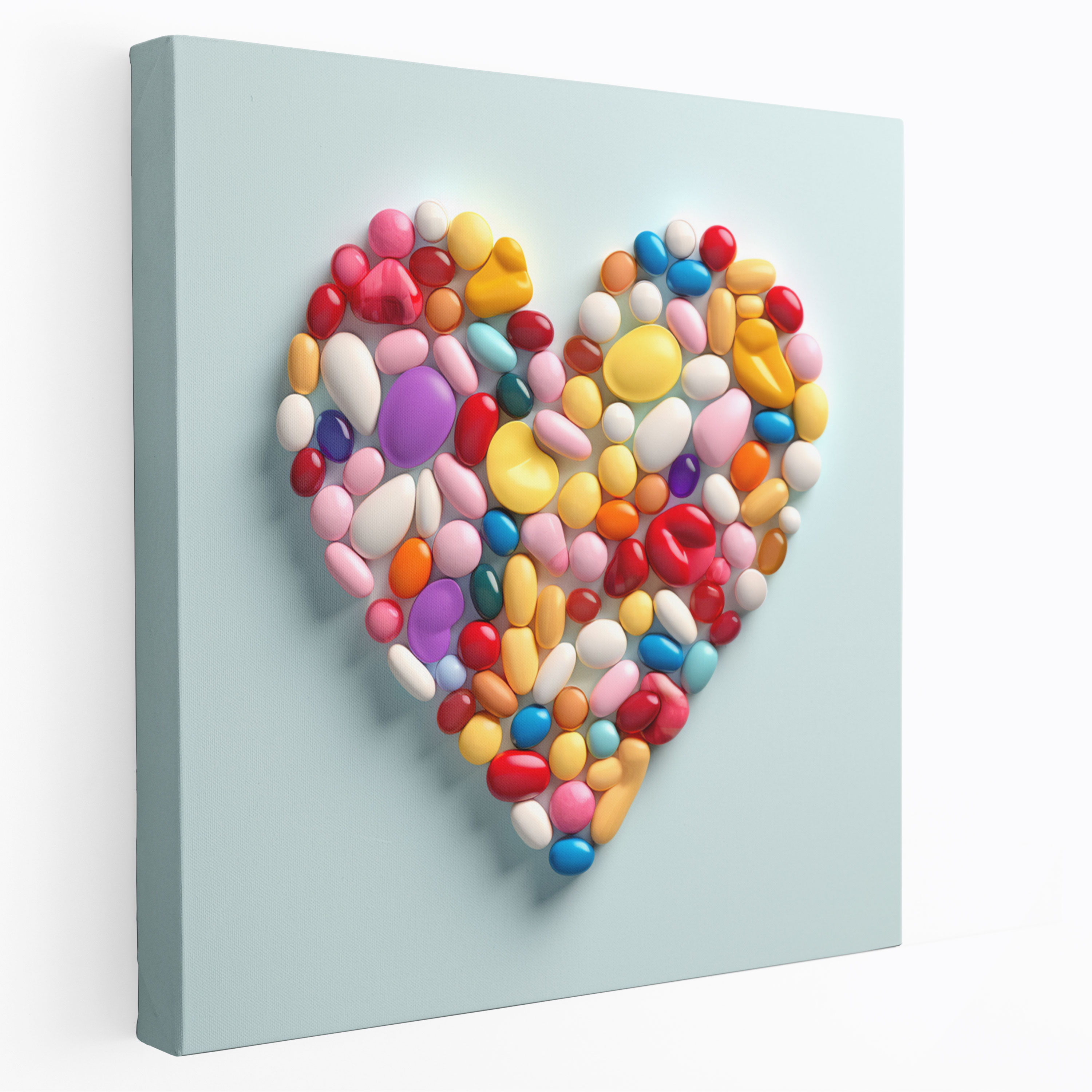 Medicine Canvas Print - Pill Heart - Medicine, Capsules, Wall Art, Pills