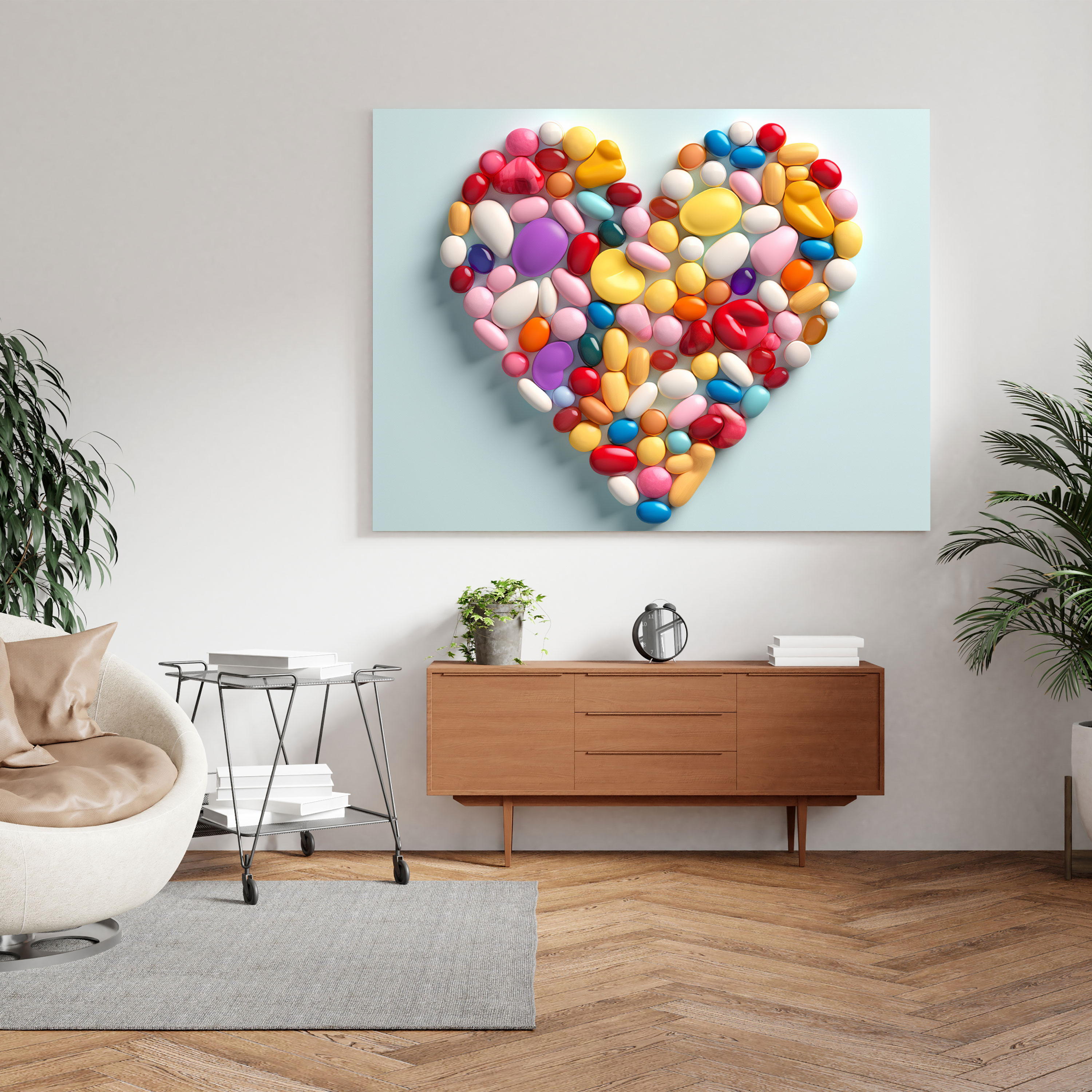 Medicine Canvas Print - Pill Heart - Medicine, Capsules, Wall Art, Pills