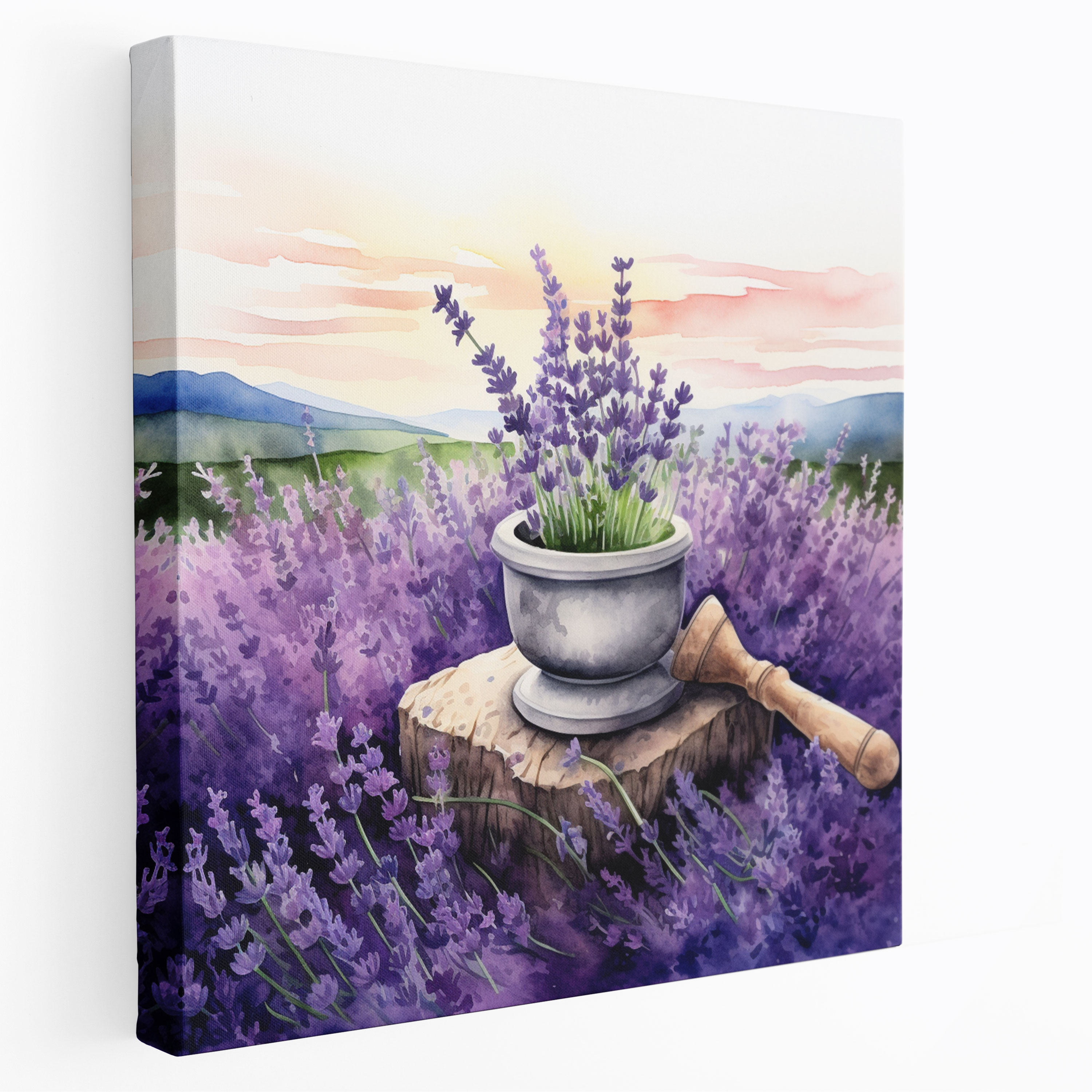 Medicine Canvas Print - Lavender Field - Medicine, Relaxation, Watercolor Painting, Medicine