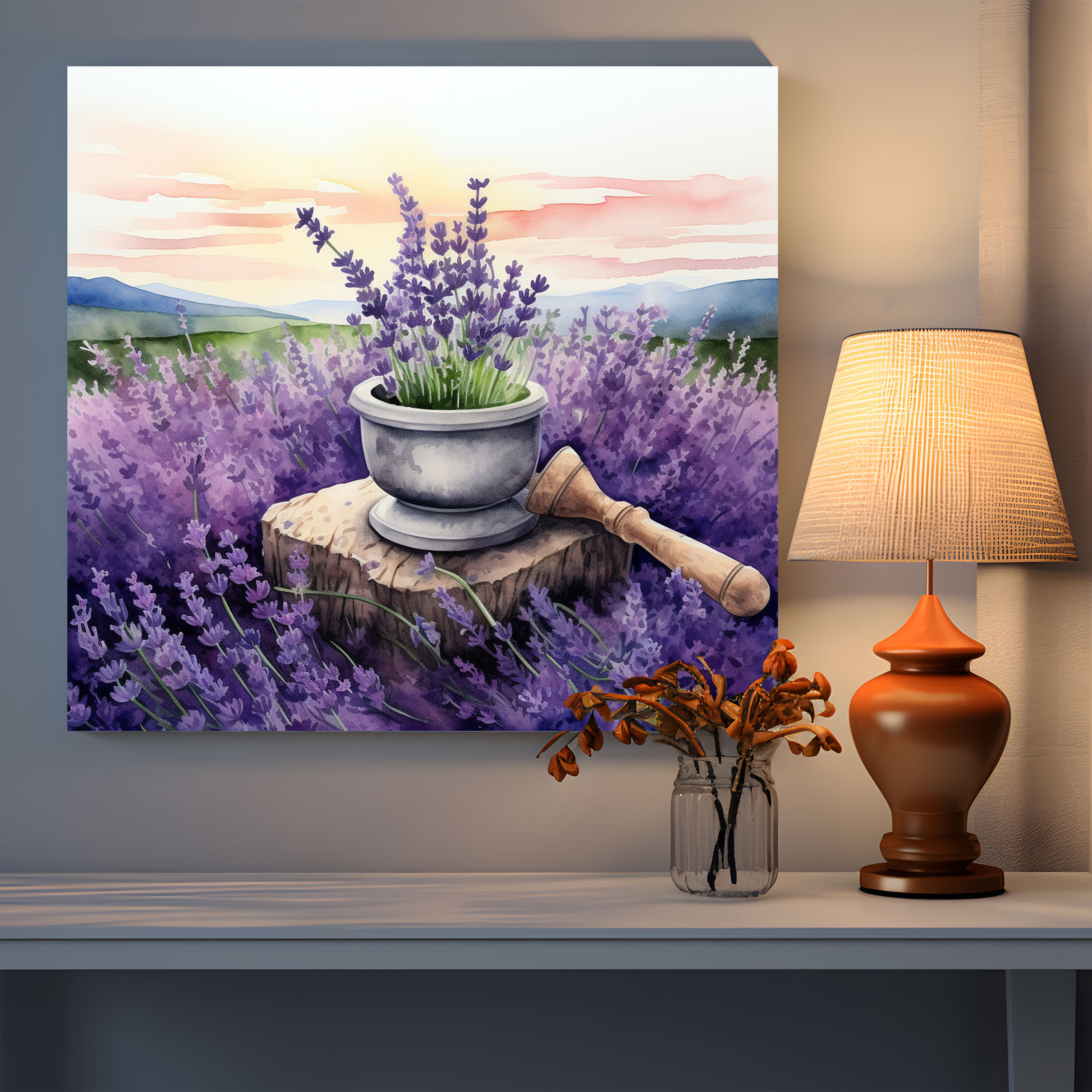 Medicine Canvas Print - Lavender Field - Medicine, Relaxation, Watercolor Painting, Medicine