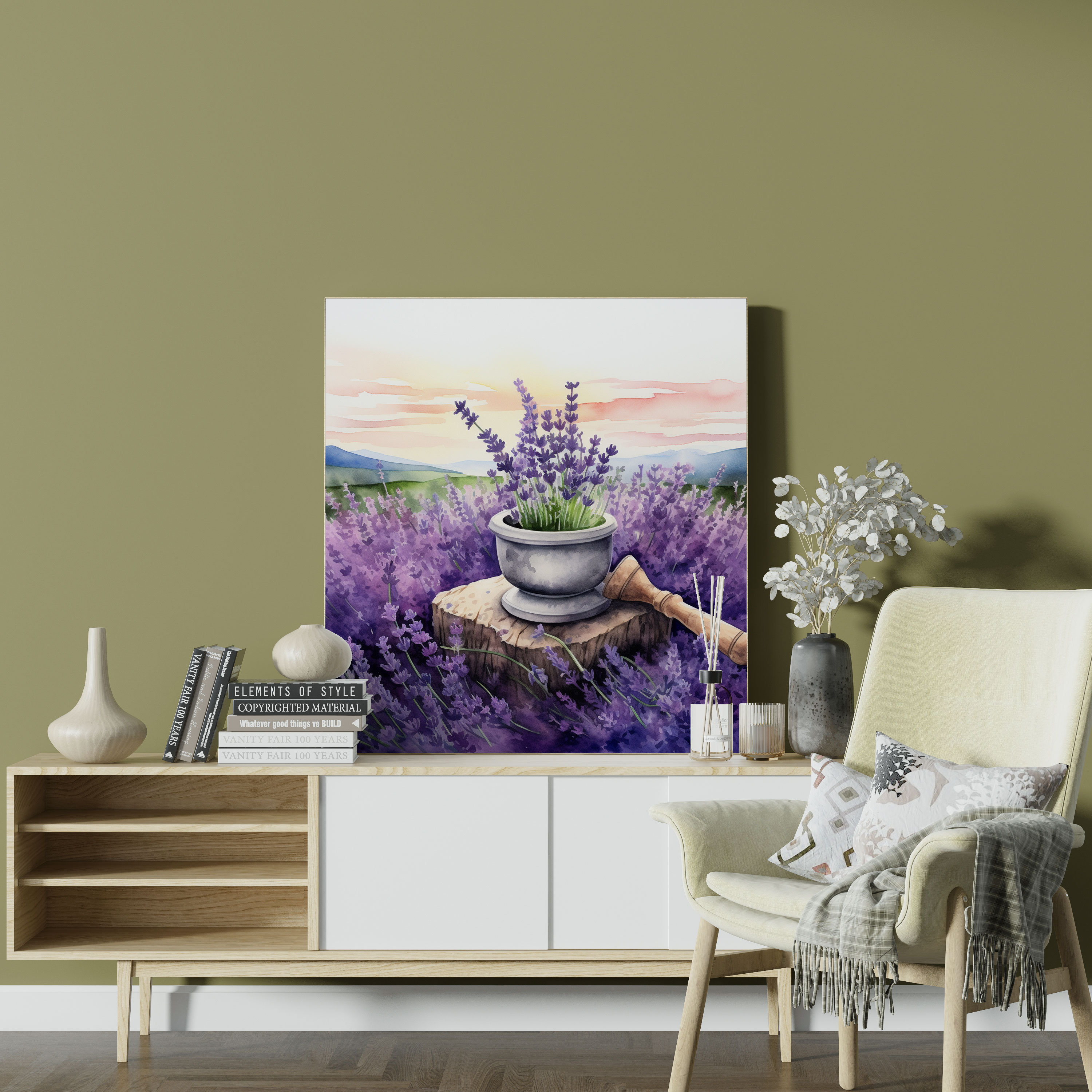 Medicine Canvas Print - Lavender Field - Medicine, Relaxation, Watercolor Painting, Medicine