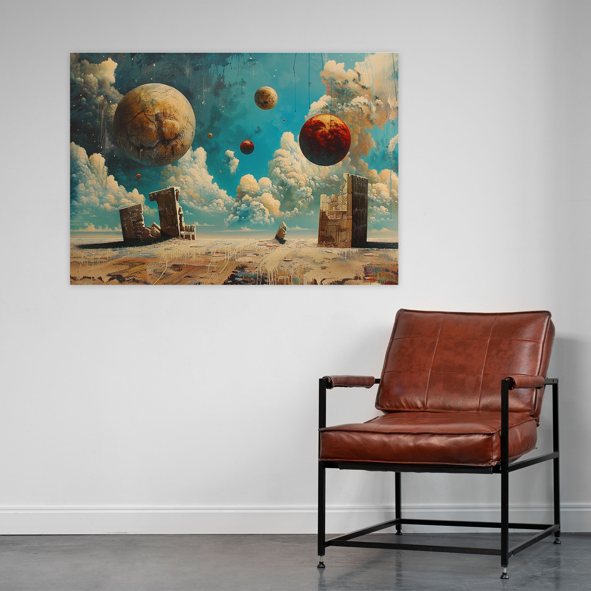 Metaphysical Painting Wall Art - Metaphysical Painting, Floating Objects, Wall Art, Home Decoration