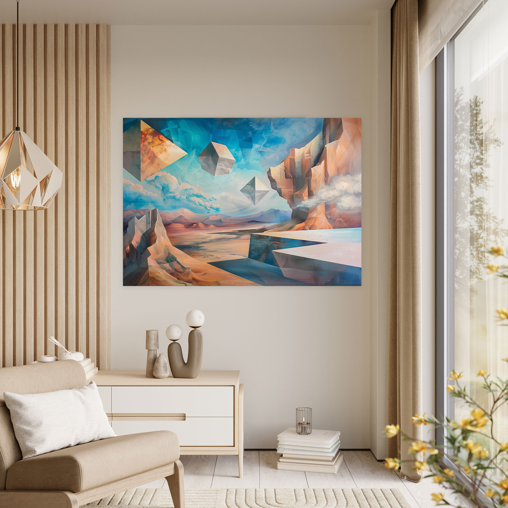 Metaphysical Painting Canvas Print: Geometric Shapes - Metaphysical Painting, Canvas Print, Wall Decoration, Canvas