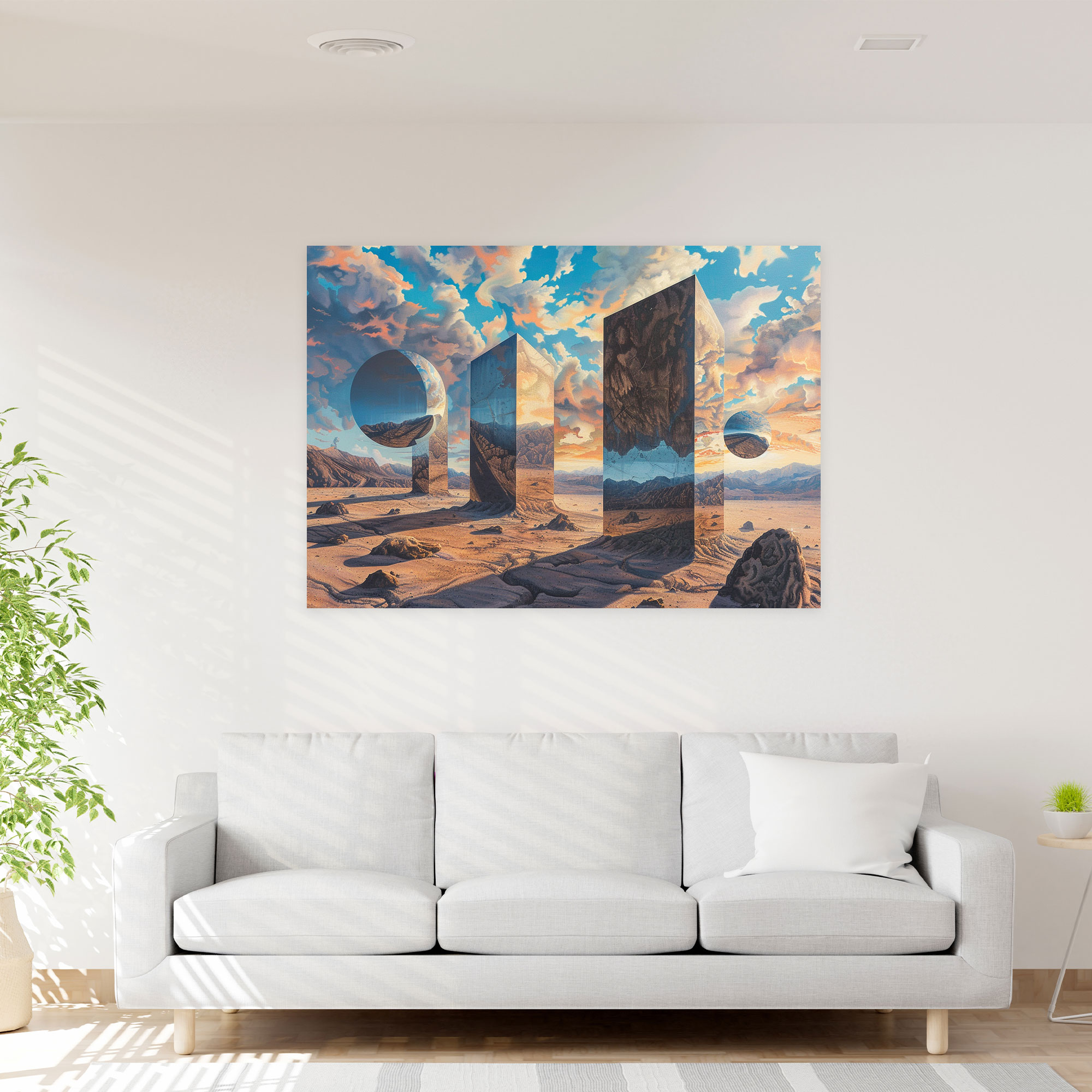 Metaphysical Painting Wall Decoration: Desert Mirrors - Metaphysical Painting, Metaphysical Painting, Canvas Wall Art, Wall Decoration