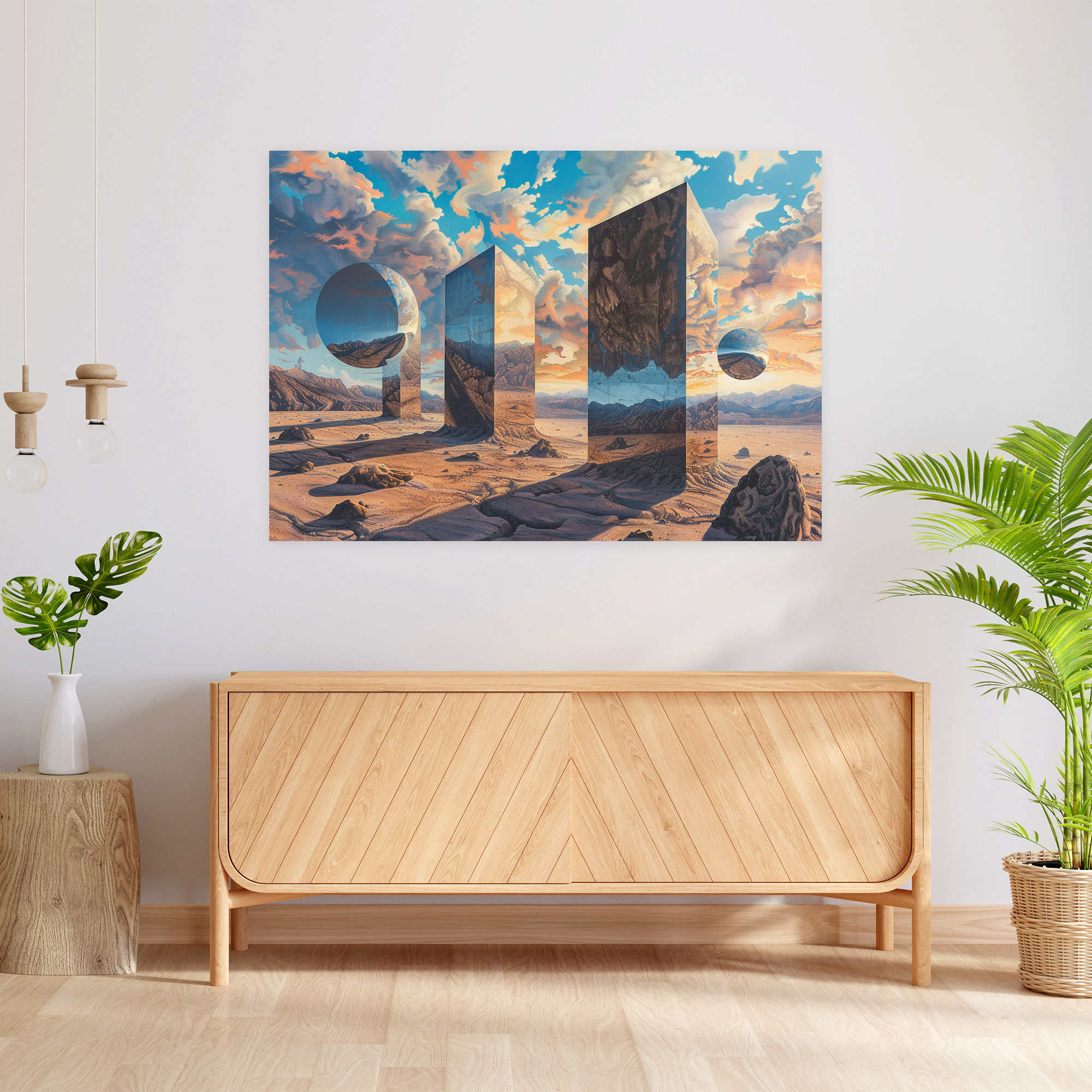 Metaphysical Painting Wall Decoration: Desert Mirrors - Metaphysical Painting, Metaphysical Painting, Canvas Wall Art, Wall Decoration
