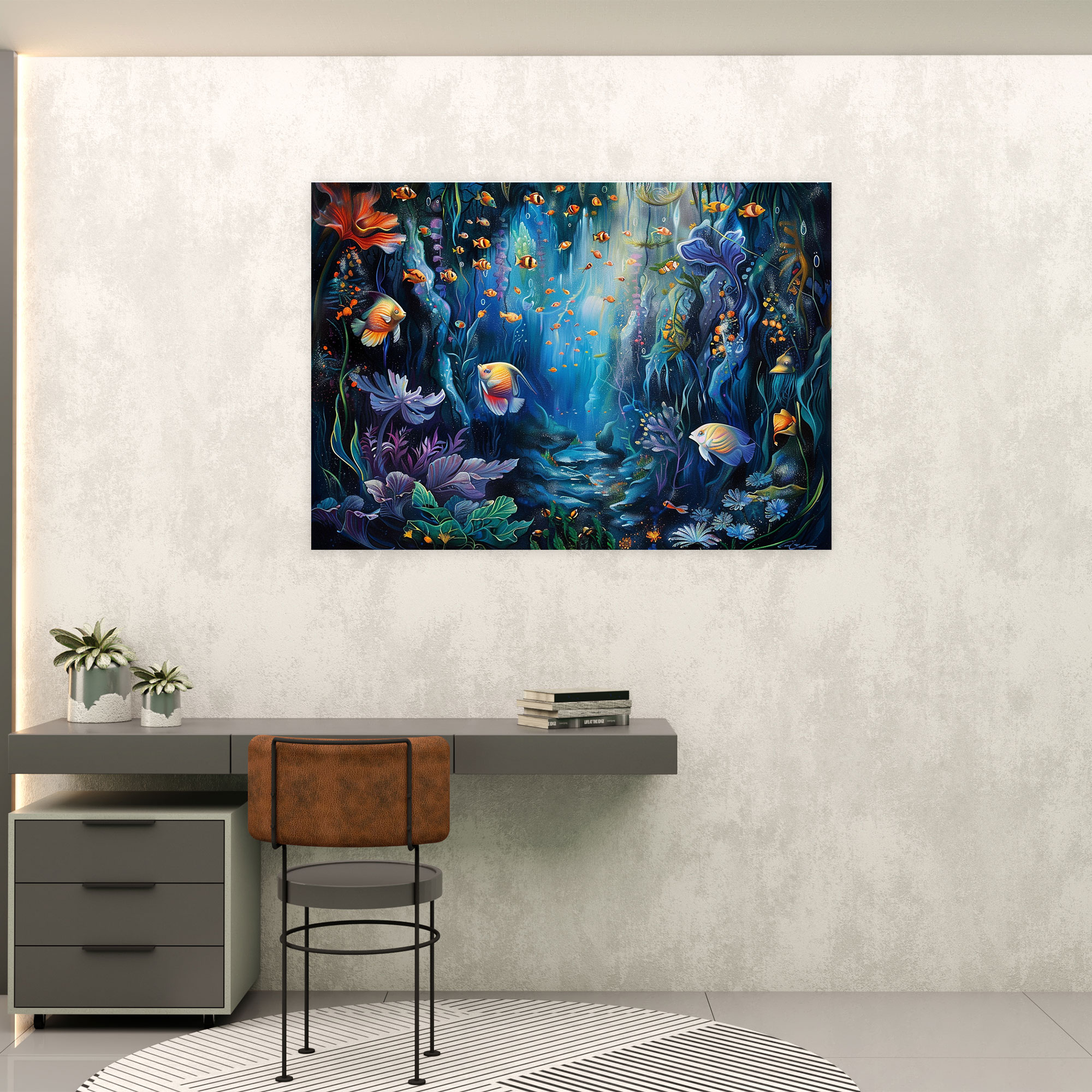Metaphysical Painting Canvas Print: Underwater Vision - Metaphysical Painting, Wall Art, Wall Decoration, Canvas Wall Art