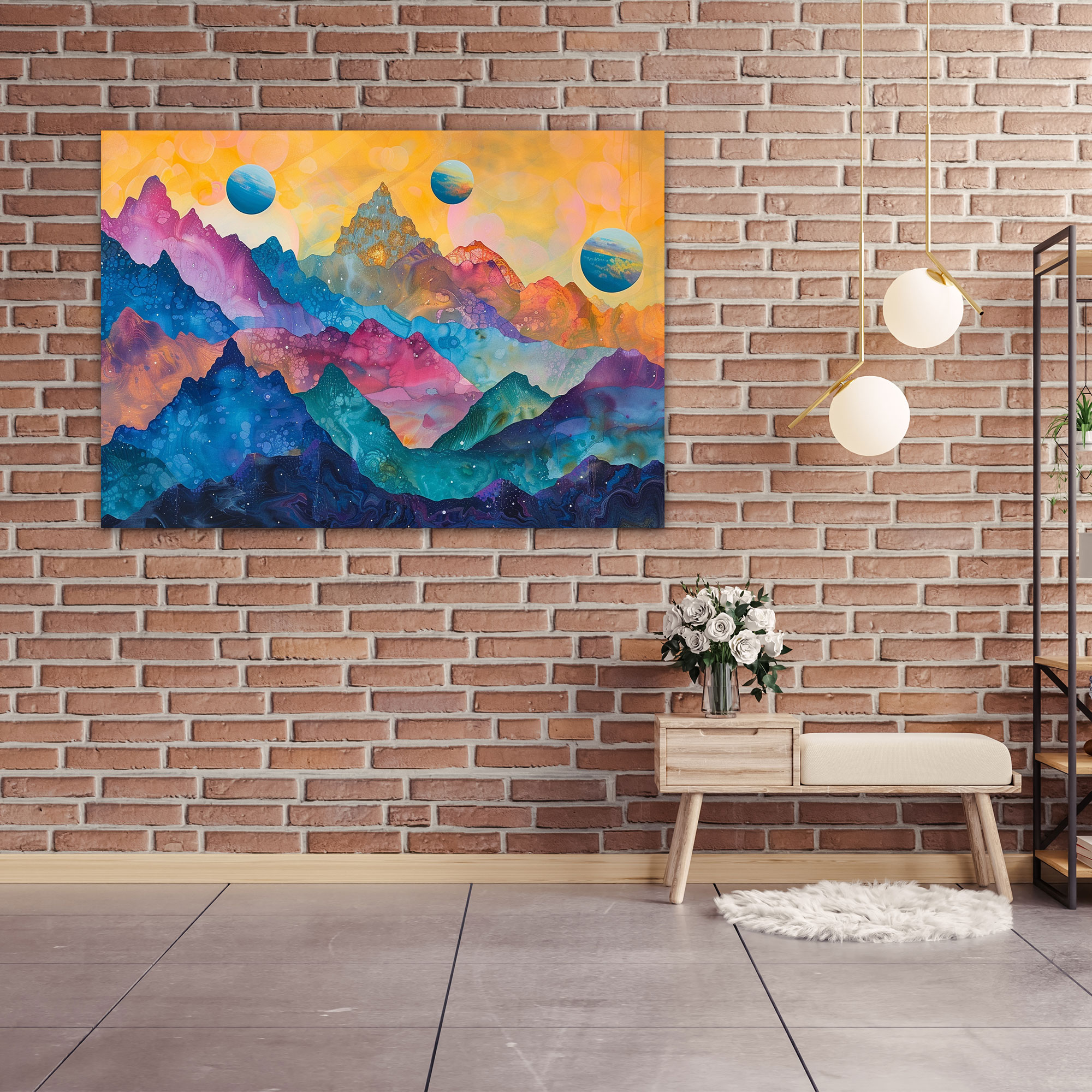 Metaphysical Painting Wall Art: Mystic Mountains - Metaphysical Painting, Canvas, Canvas Wall Art, Wall Art