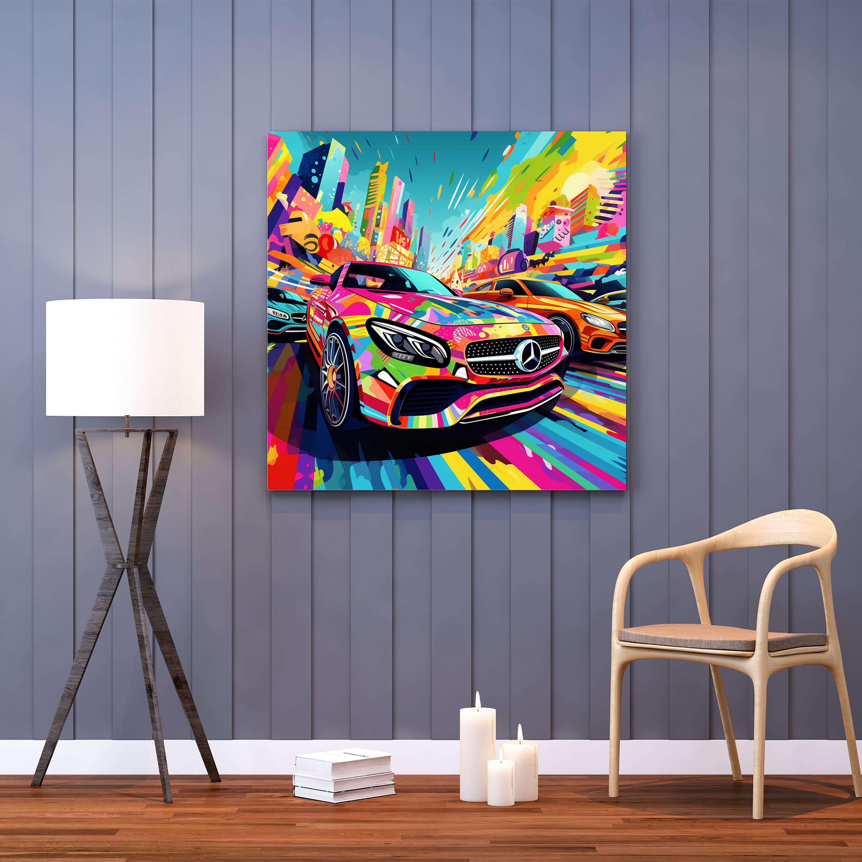 Mercedes Wall Art - Pop Art-Inspired Illustration Canvas Print - Mercedes, Mercedes, Wall Decoration, Bold Typography