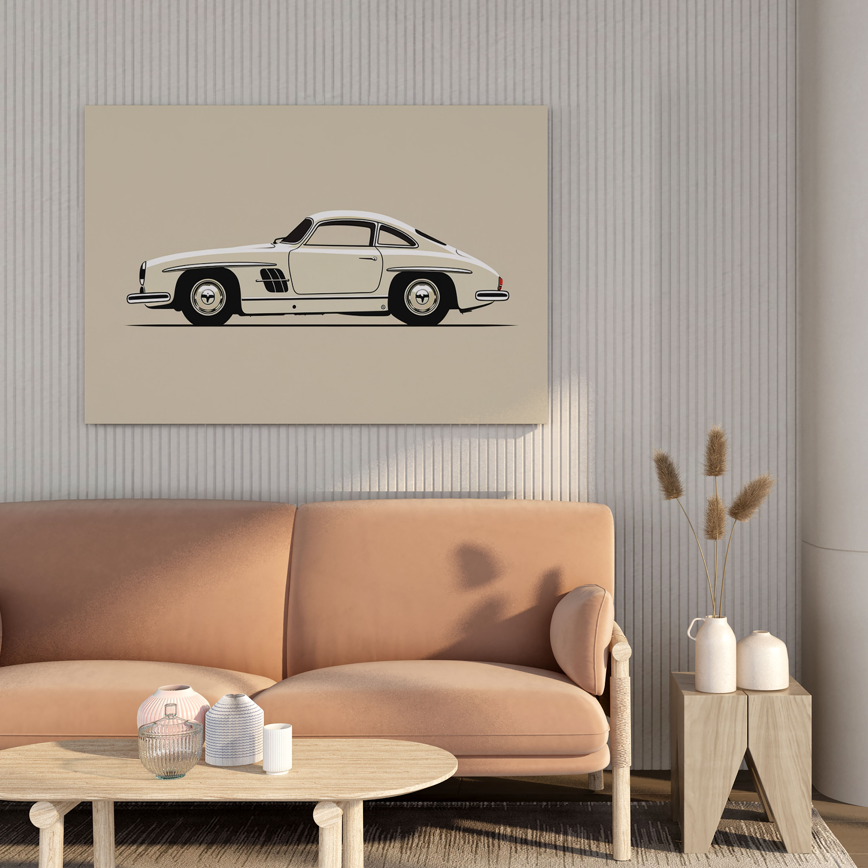 Mercedes Wall Decoration - Minimalist Line Drawing Canvas Print - Mercedes, Modern Aesthetics, Contemporary, Minimalist Line Drawing