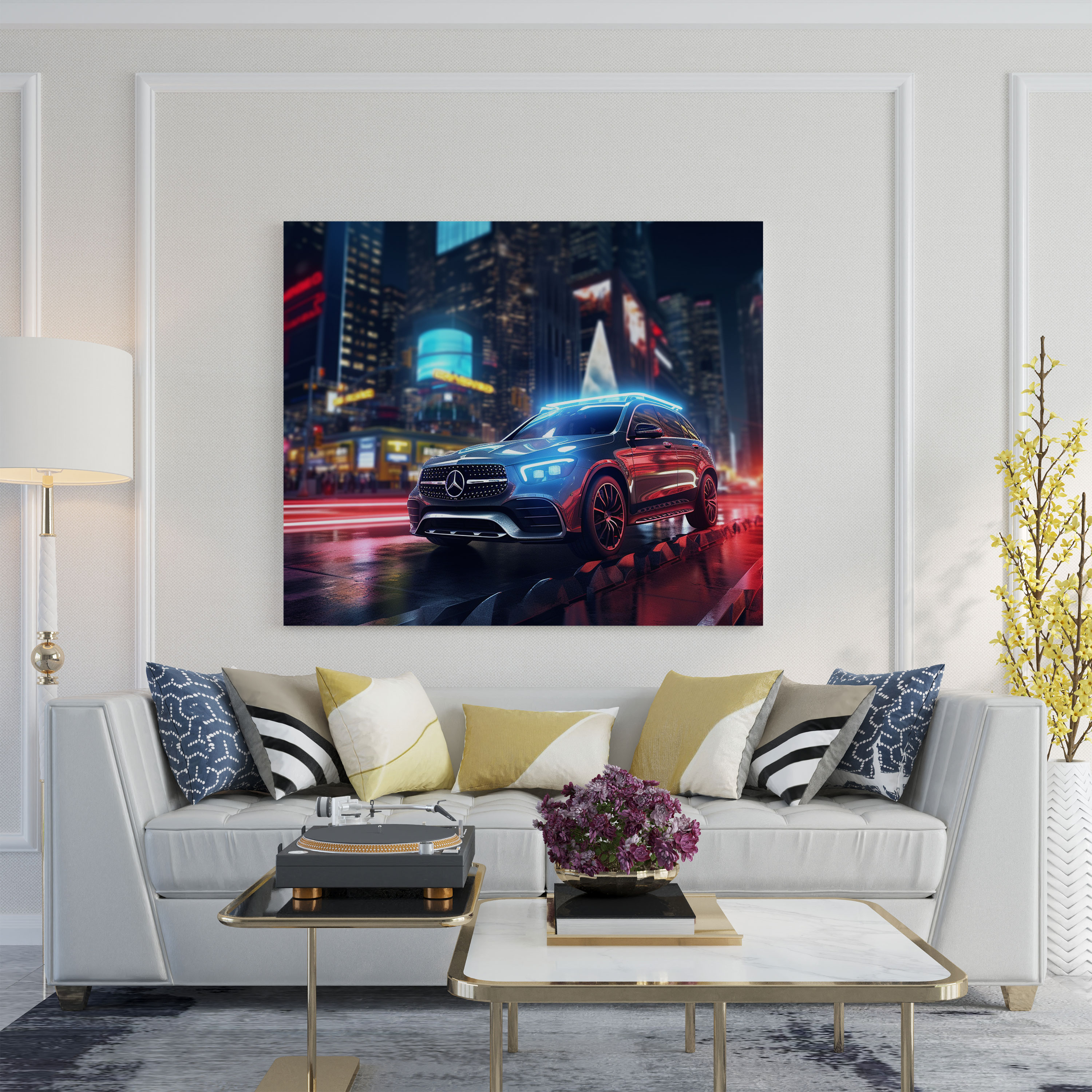 Mercedes Wall Decoration - Realistic 3D Rendering Canvas Print - Mercedes, Realistic 3D Rendering, Canvas, Home Decoration