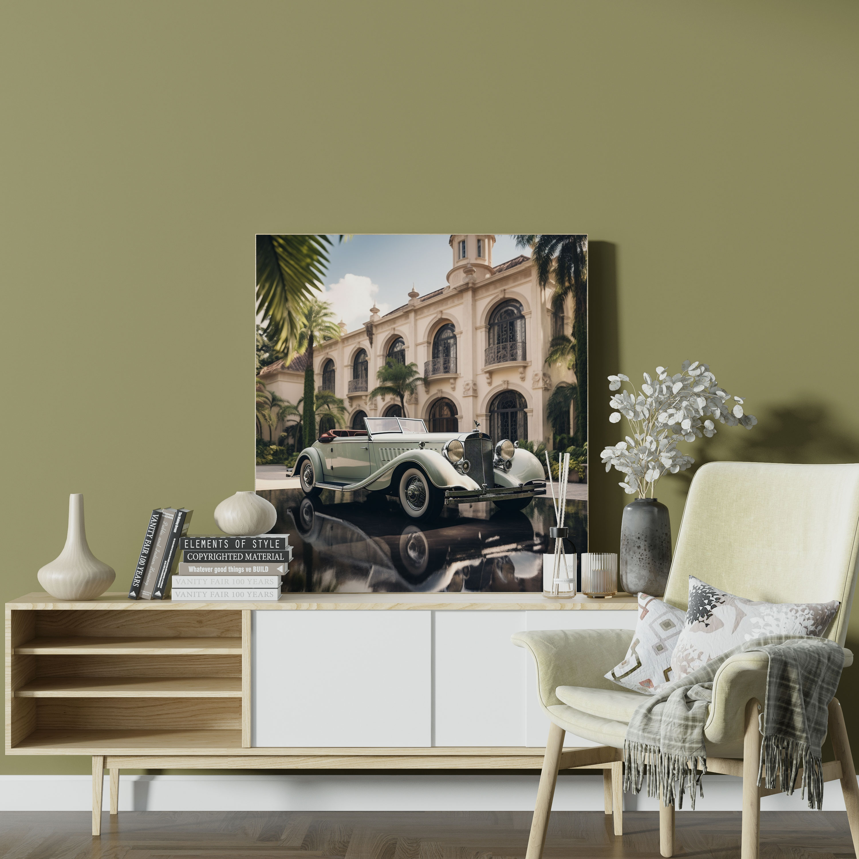 Mercedes Art Deco Leinwandbild - Wandkunst Vintage Auto Wanddekoration