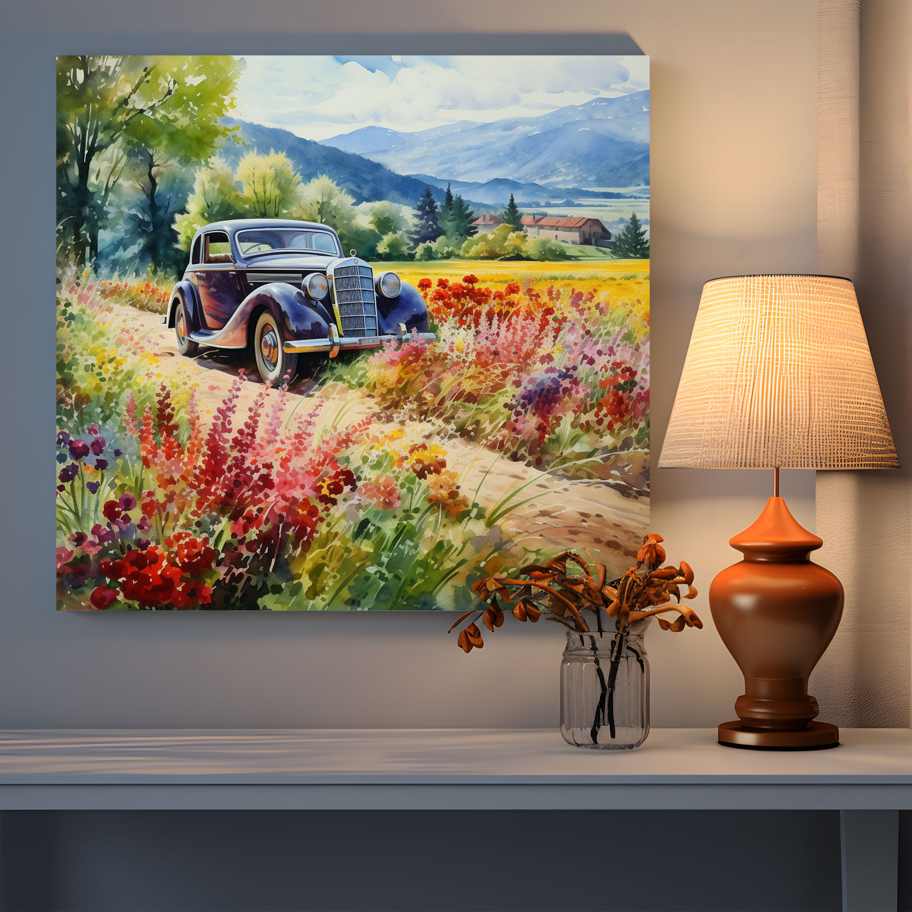 Mercedes Watercolor Wall Art - Mercedes, Flowers, Wall Decoration, Home Decoration