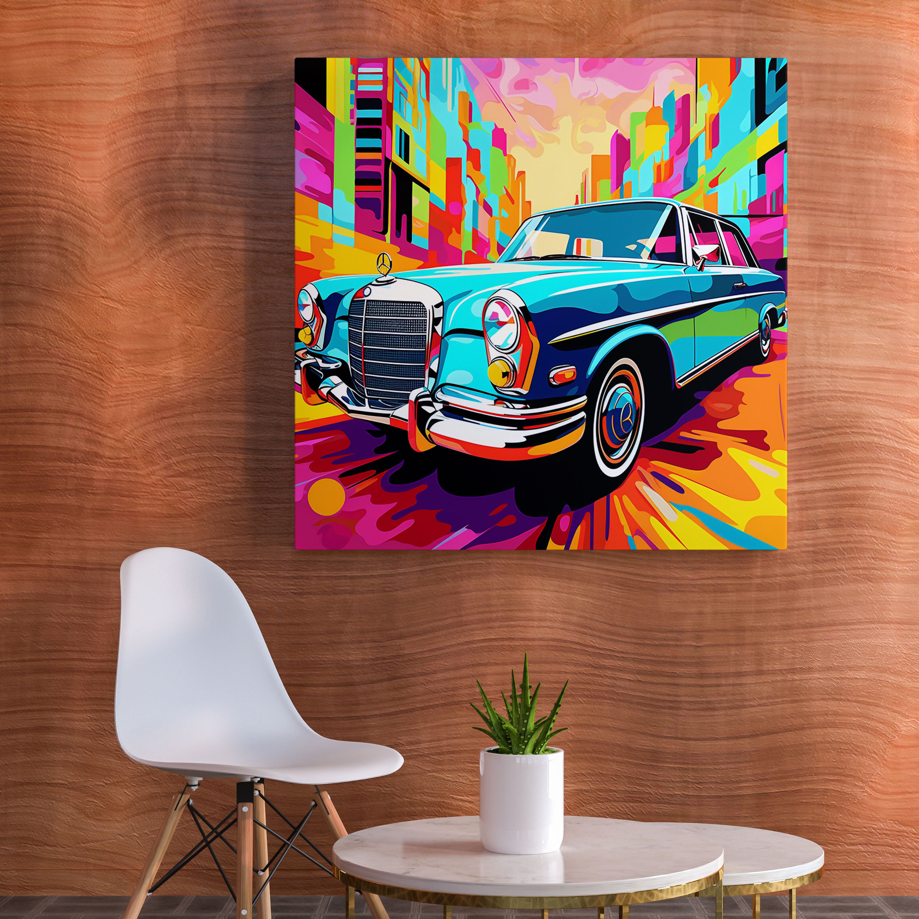 Mercedes Pop Art Wanddekoration - Mercedes lebendige Farben Wohn-Dekoration Wanddekoration