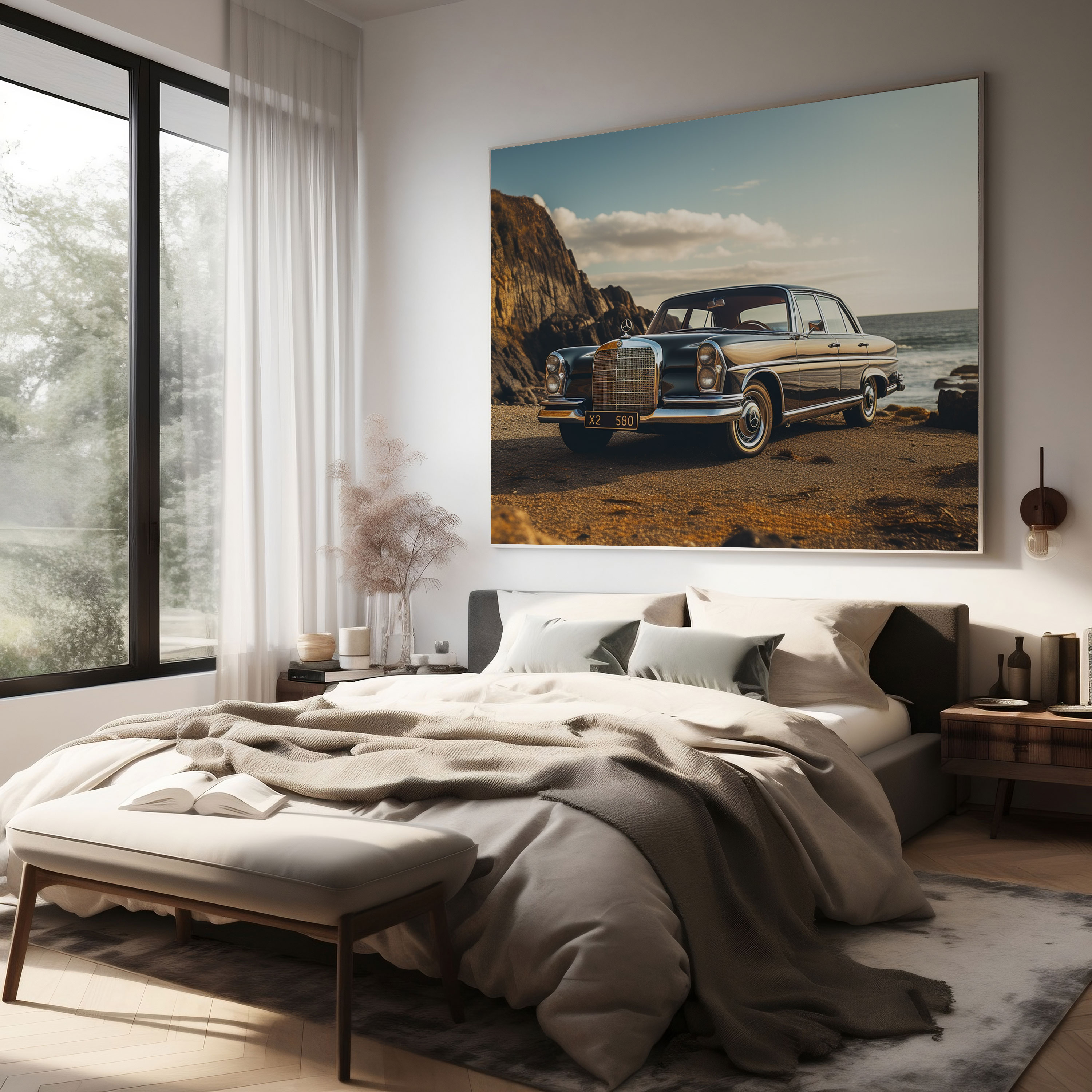 Vintage Mercedes Wall Art - Mercedes, Coastal Road, Wall Art, Vintage